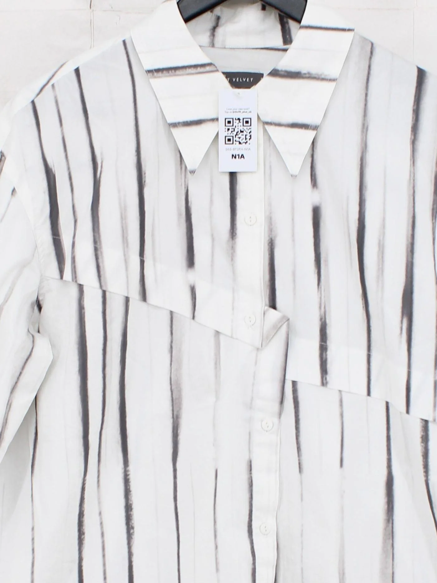 Mint Velvet Women's Shirt M White Striped 100% Cotton Long Sleeve Collared Basic - Image 3