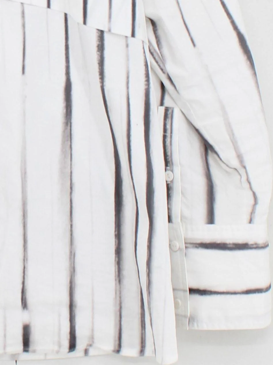 Mint Velvet Women's Shirt M White Striped 100% Cotton Long Sleeve Collared Basic - Image 4