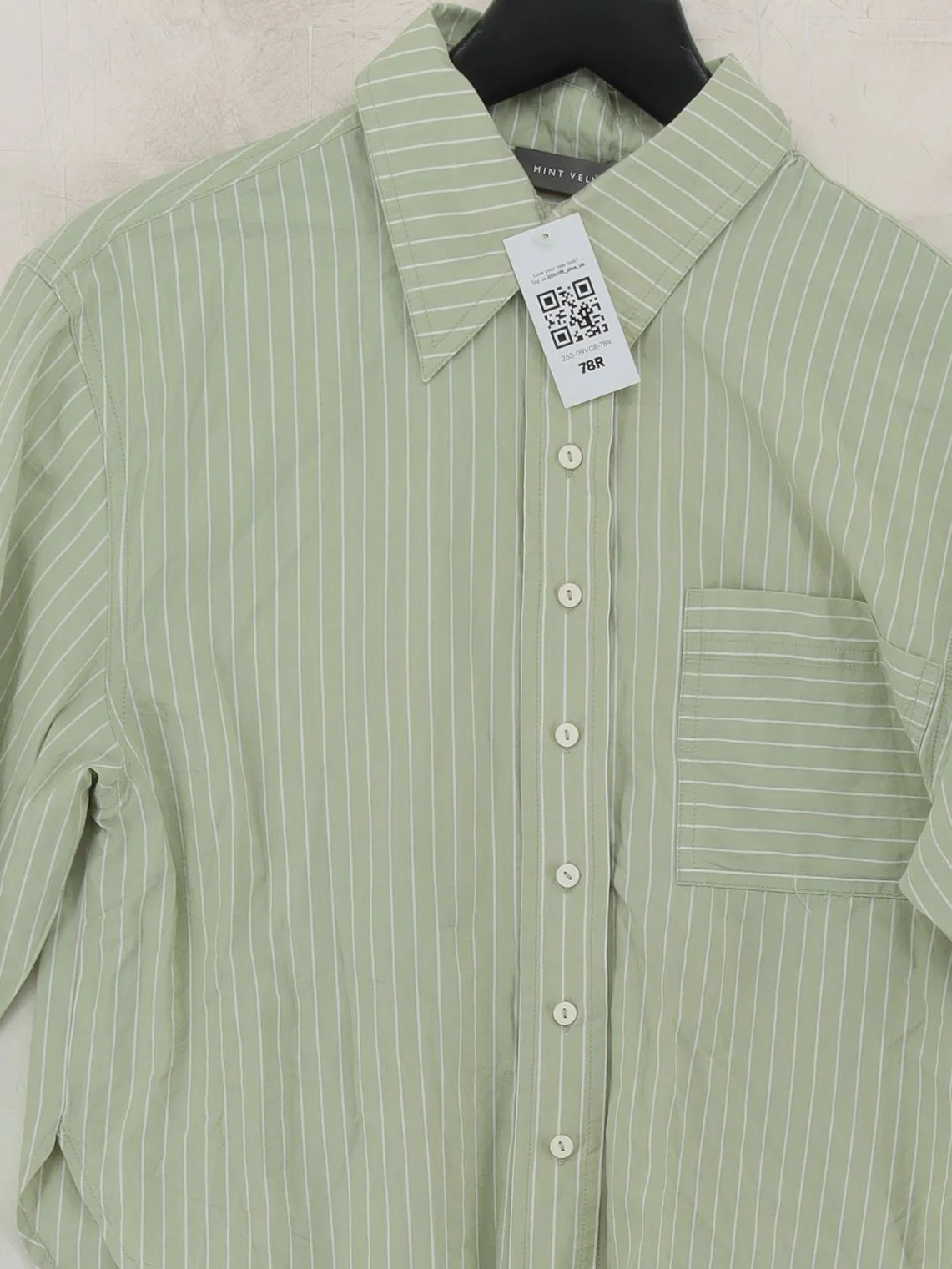 Mint Velvet Women's Shirt S Green Striped 100% Cotton Long Sleeve Collared Basic - Image 3