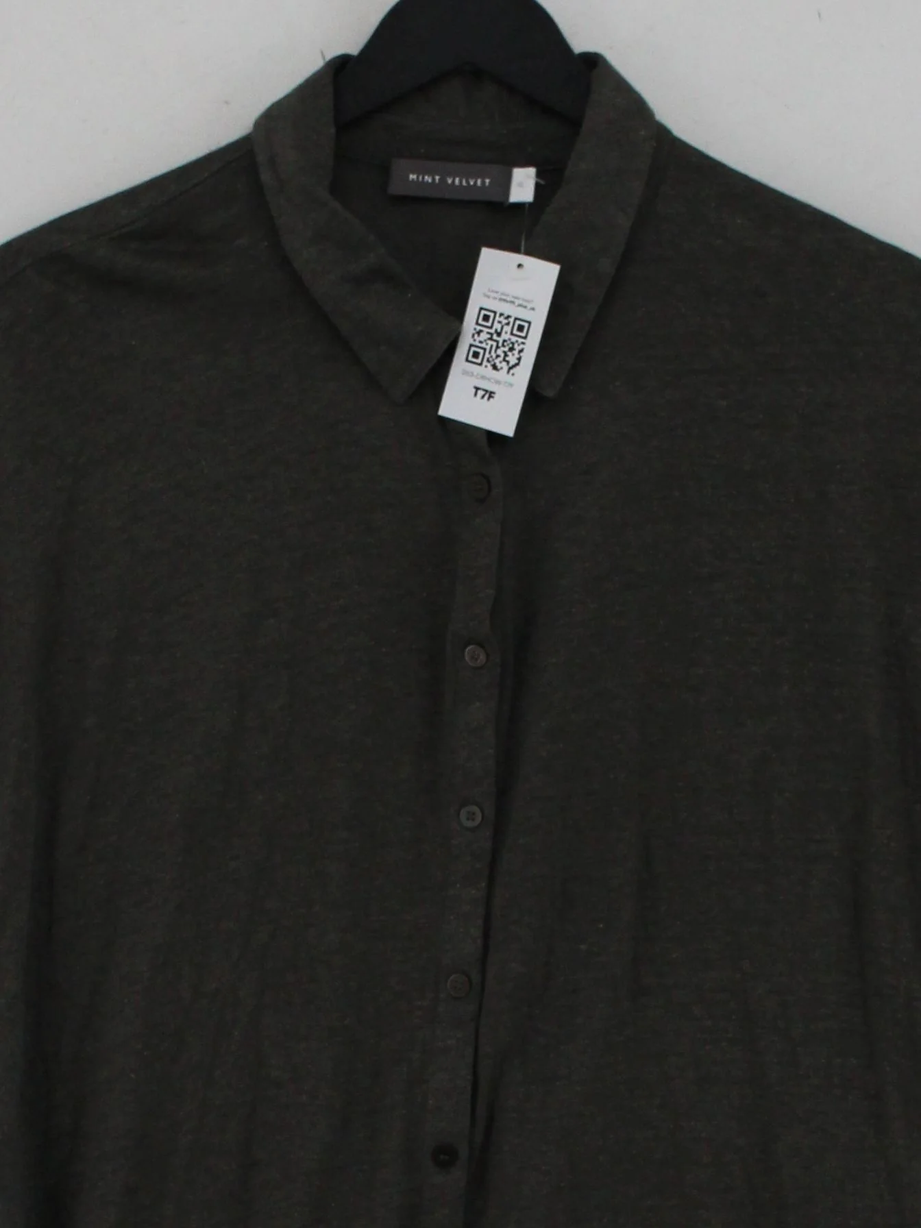 Mint Velvet Women's Shirt XL Grey 100% Linen Short Sleeve Collared Basic - Image 3