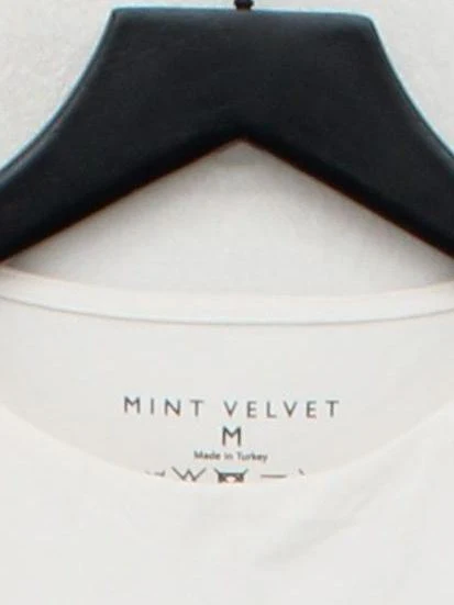 Mint Velvet Women's T-Shirt M White Polyamide with Elastane Basic - Image 3