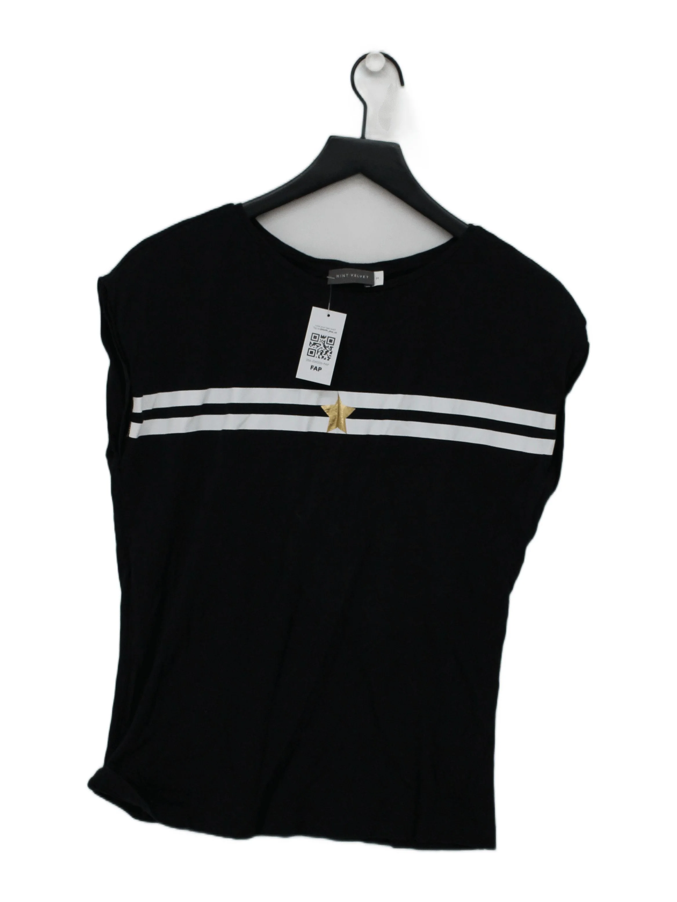 Mint Velvet Women's T-Shirt UK 10 Black 100% Cotton Basic