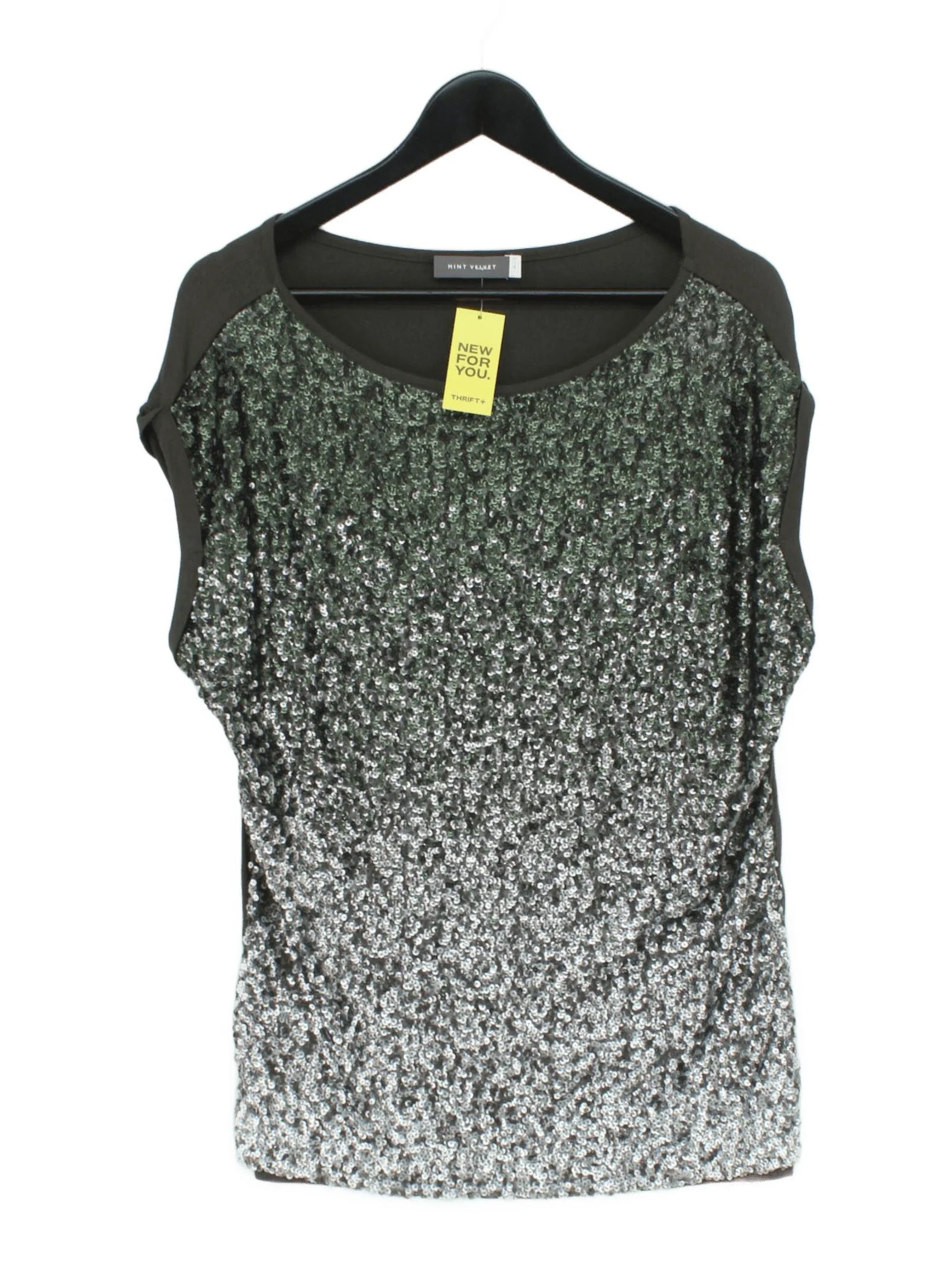 Mint Velvet Women's T-Shirt UK 14 Grey Polyamide with Viscose, Elastane Basic