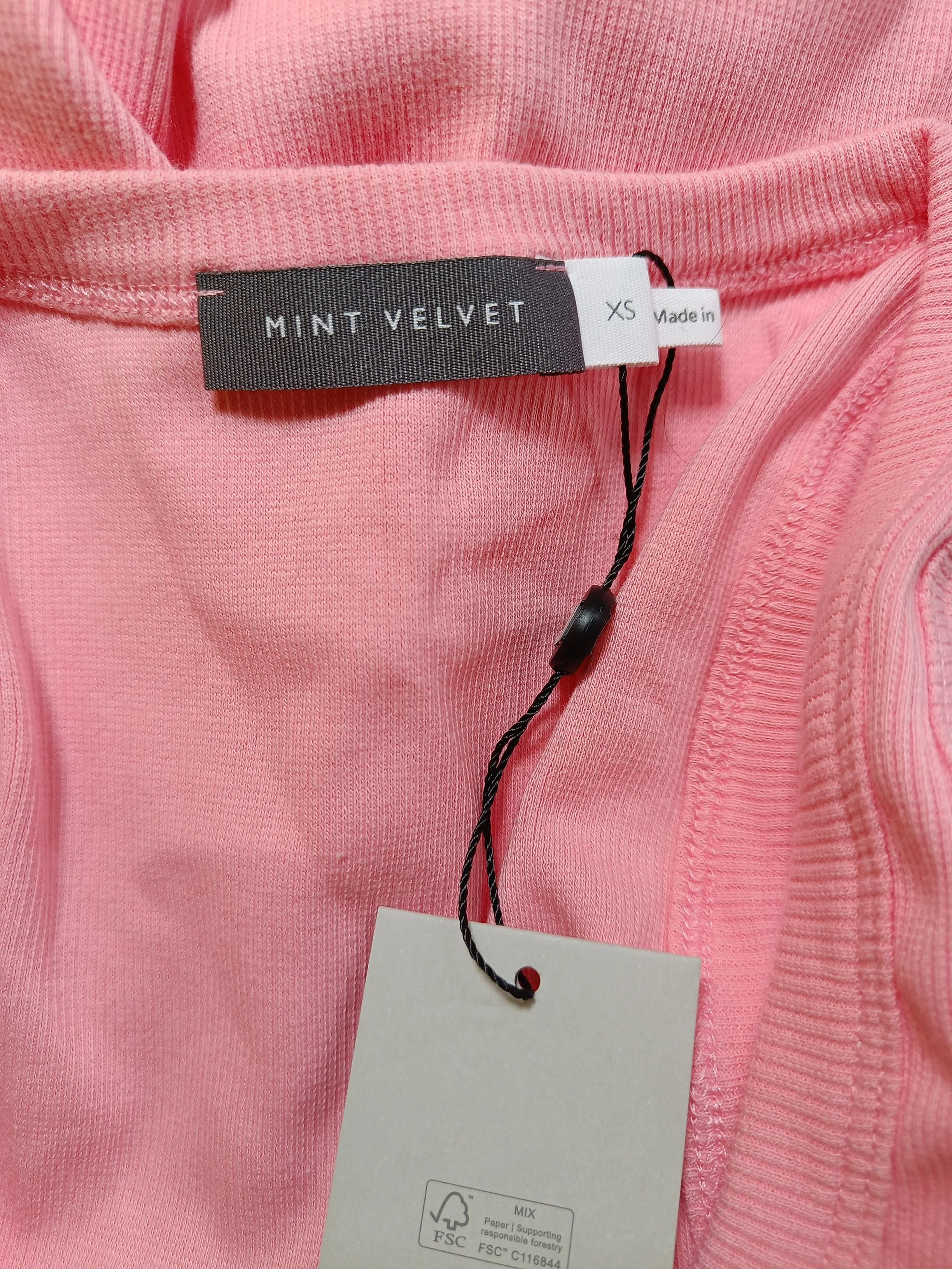 Mint Velvet Women's T-Shirt XS Pink Cotton with Elastane Basic New with tags - Image 5