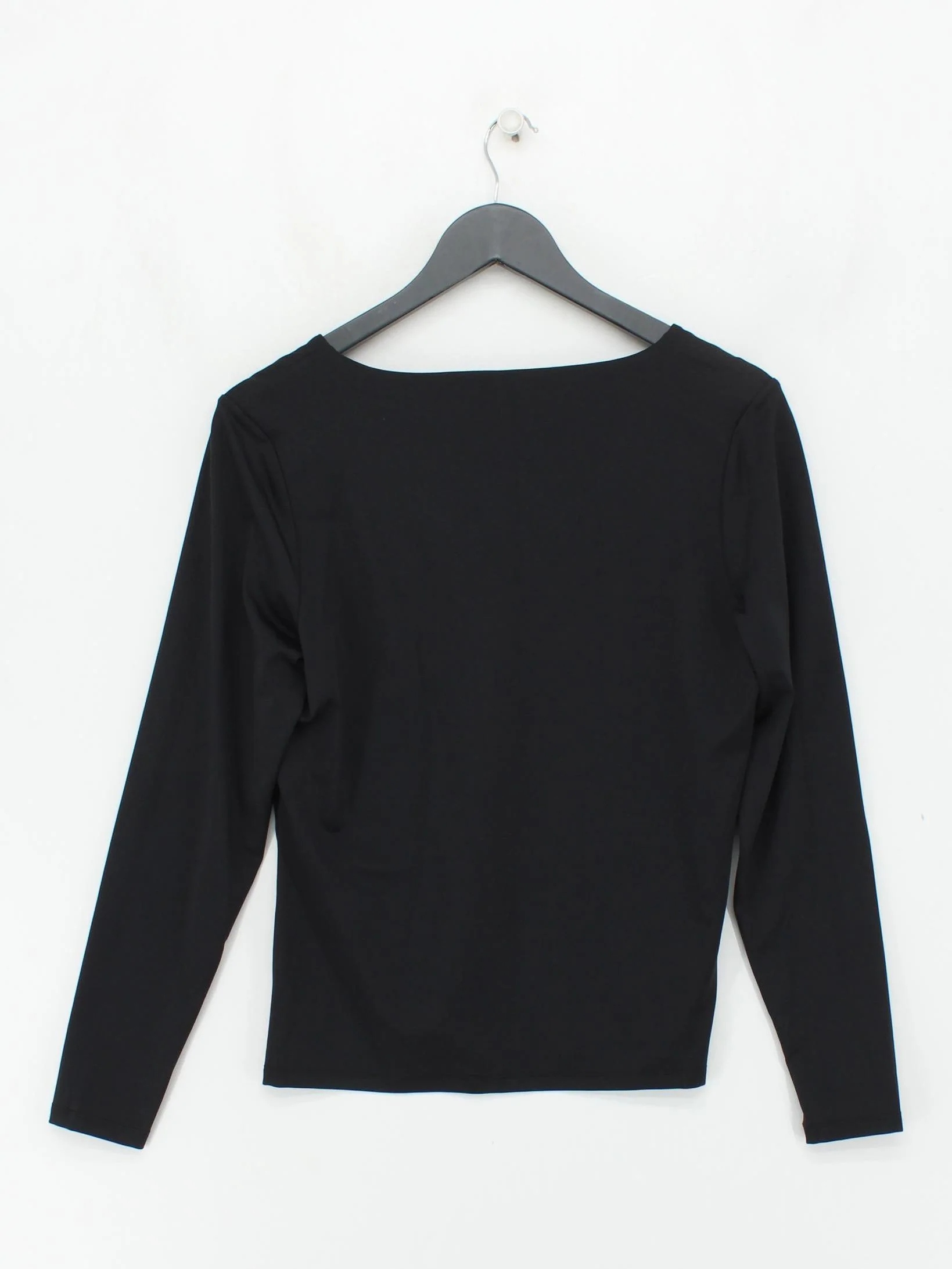 Mint Velvet Women's Top L Black Polyamide with Elastane Long Sleeve V-Neck Basic - Image 2