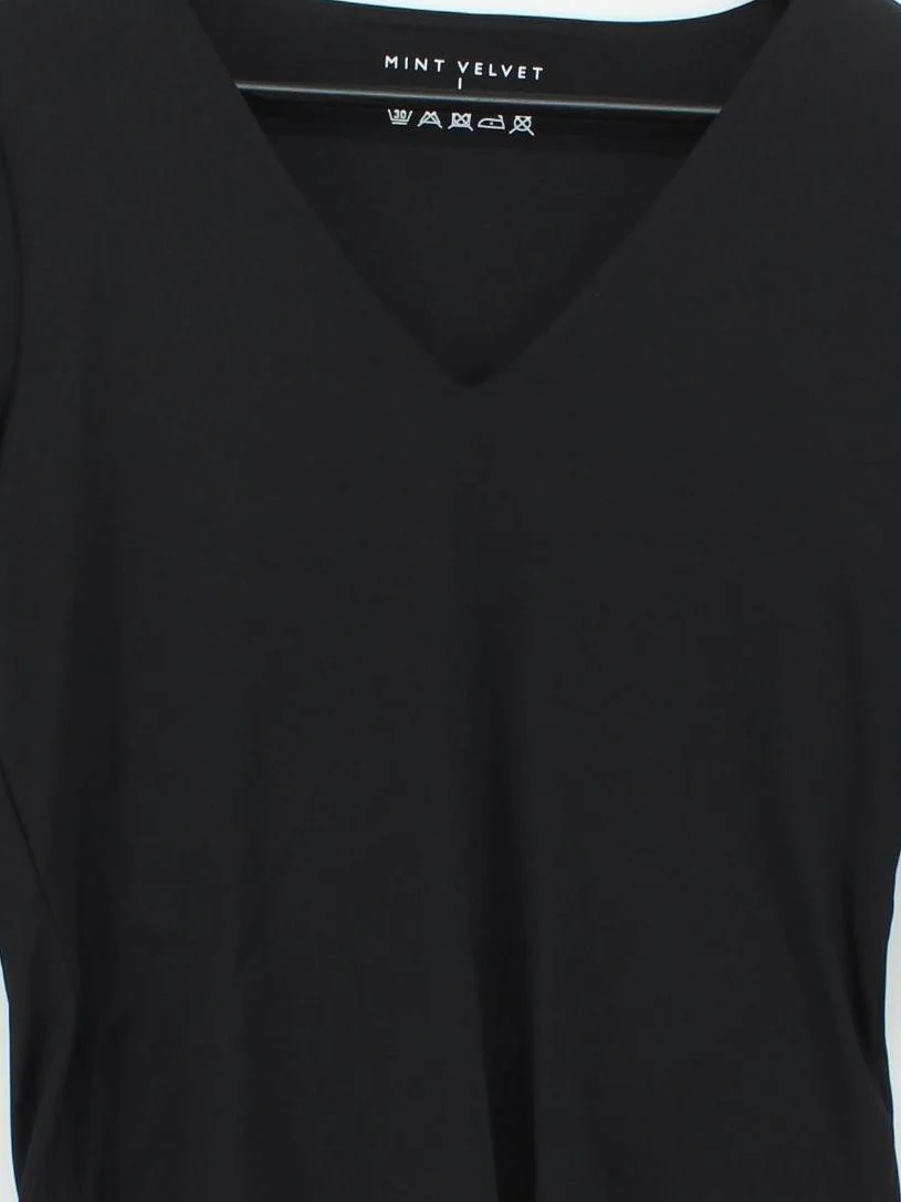 Mint Velvet Women's Top L Black Polyamide with Elastane Long Sleeve V-Neck Basic - Image 3