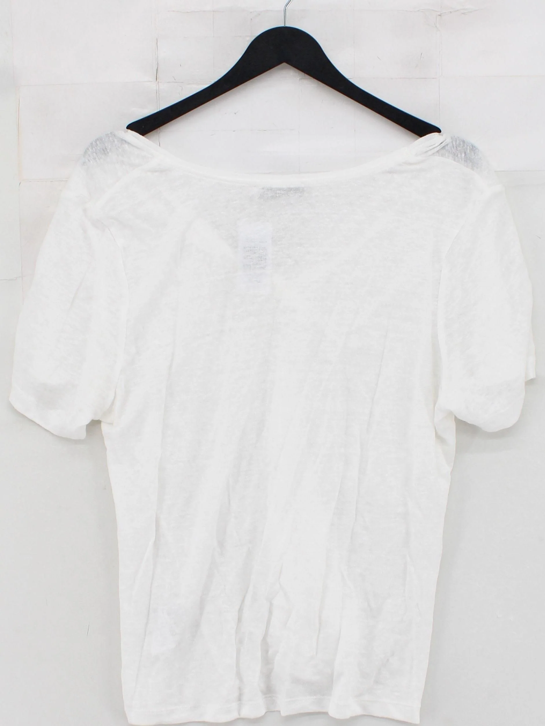 Mint Velvet Women's Top L White 100% Linen Short Sleeve Round Neck Basic - Image 2
