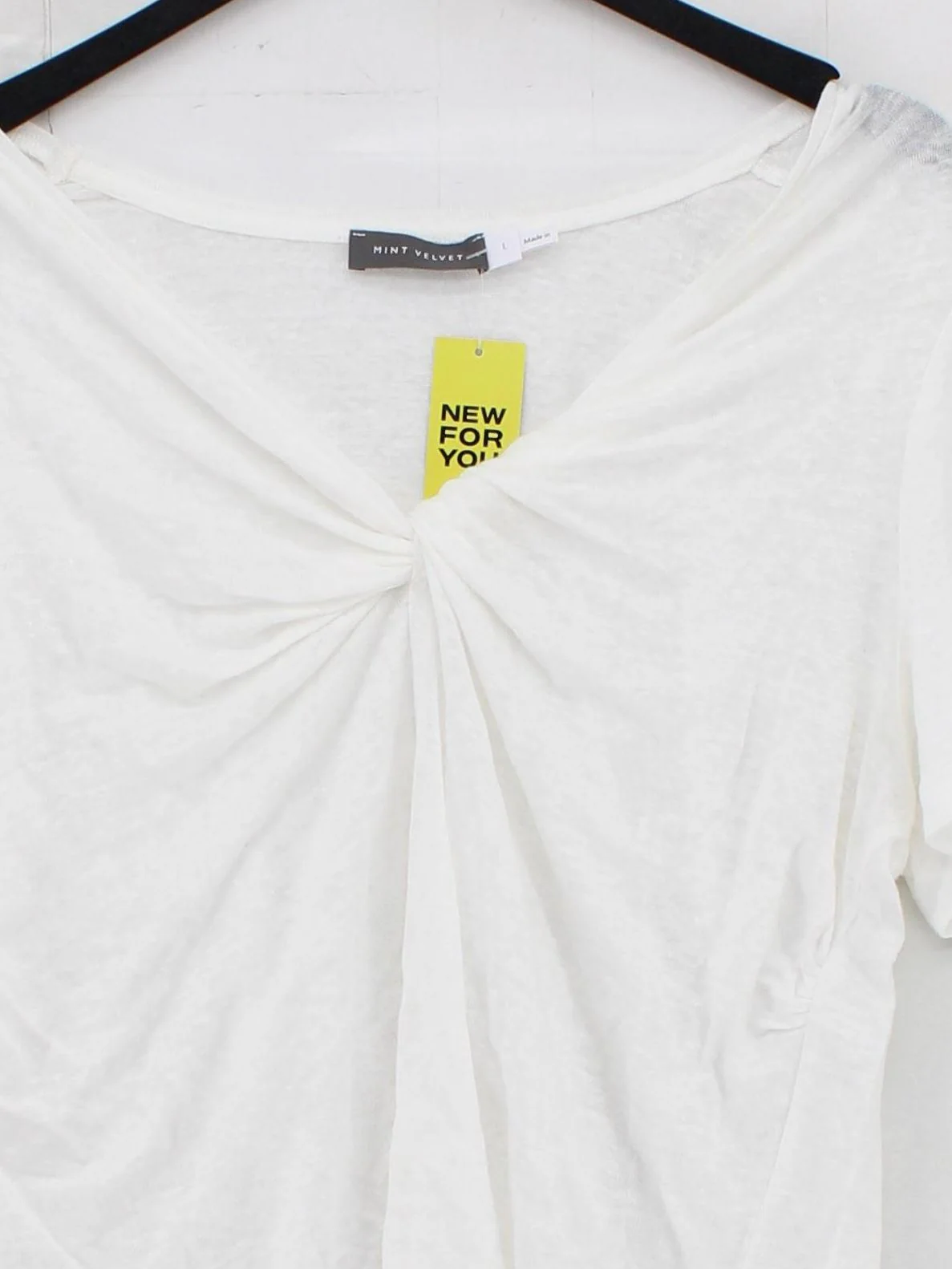 Mint Velvet Women's Top L White 100% Linen Short Sleeve Round Neck Basic - Image 3