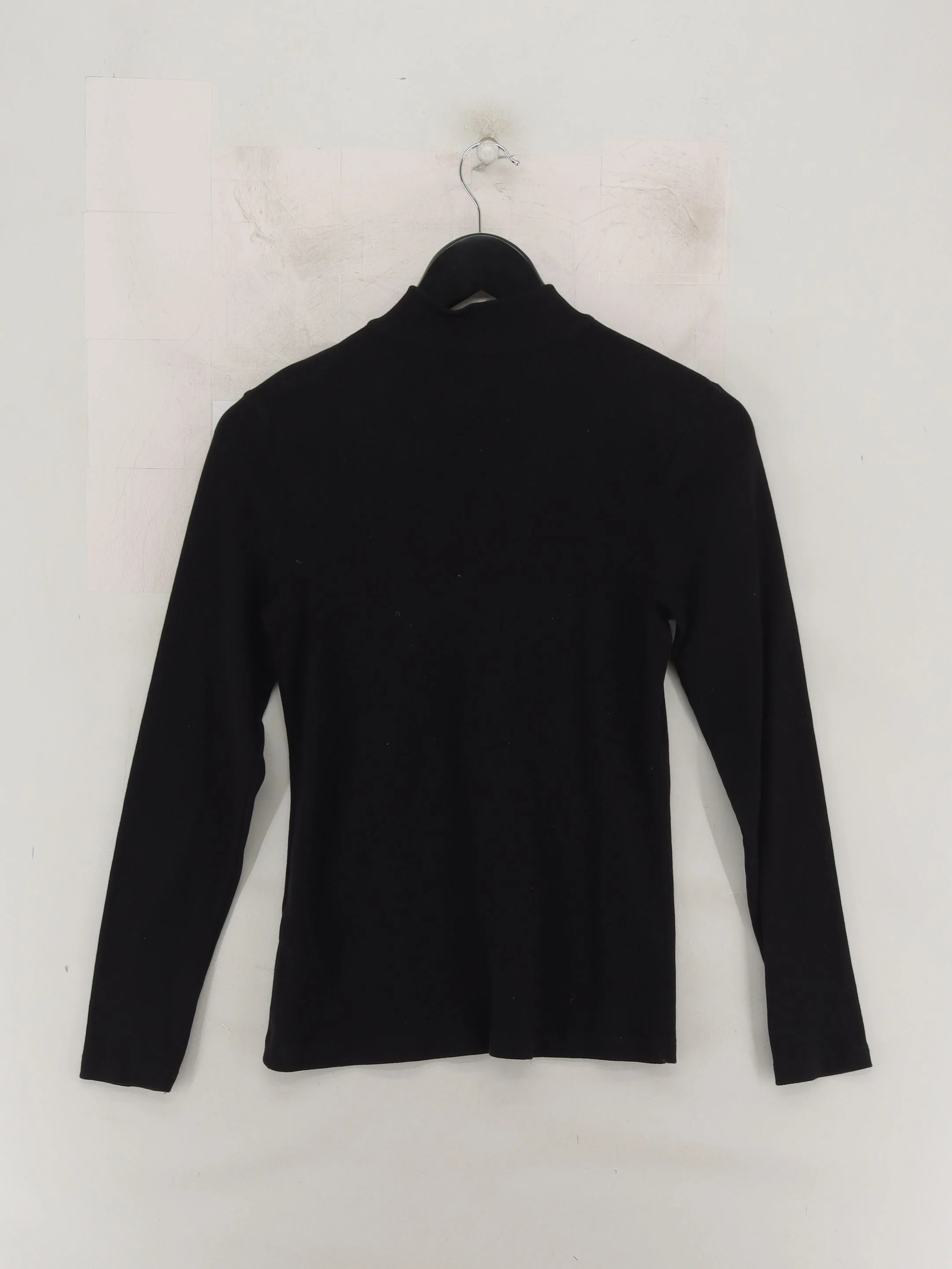 Mint Velvet Women's Top M Black Cotton with Elastane Long Sleeve High Neck Basic - Image 2