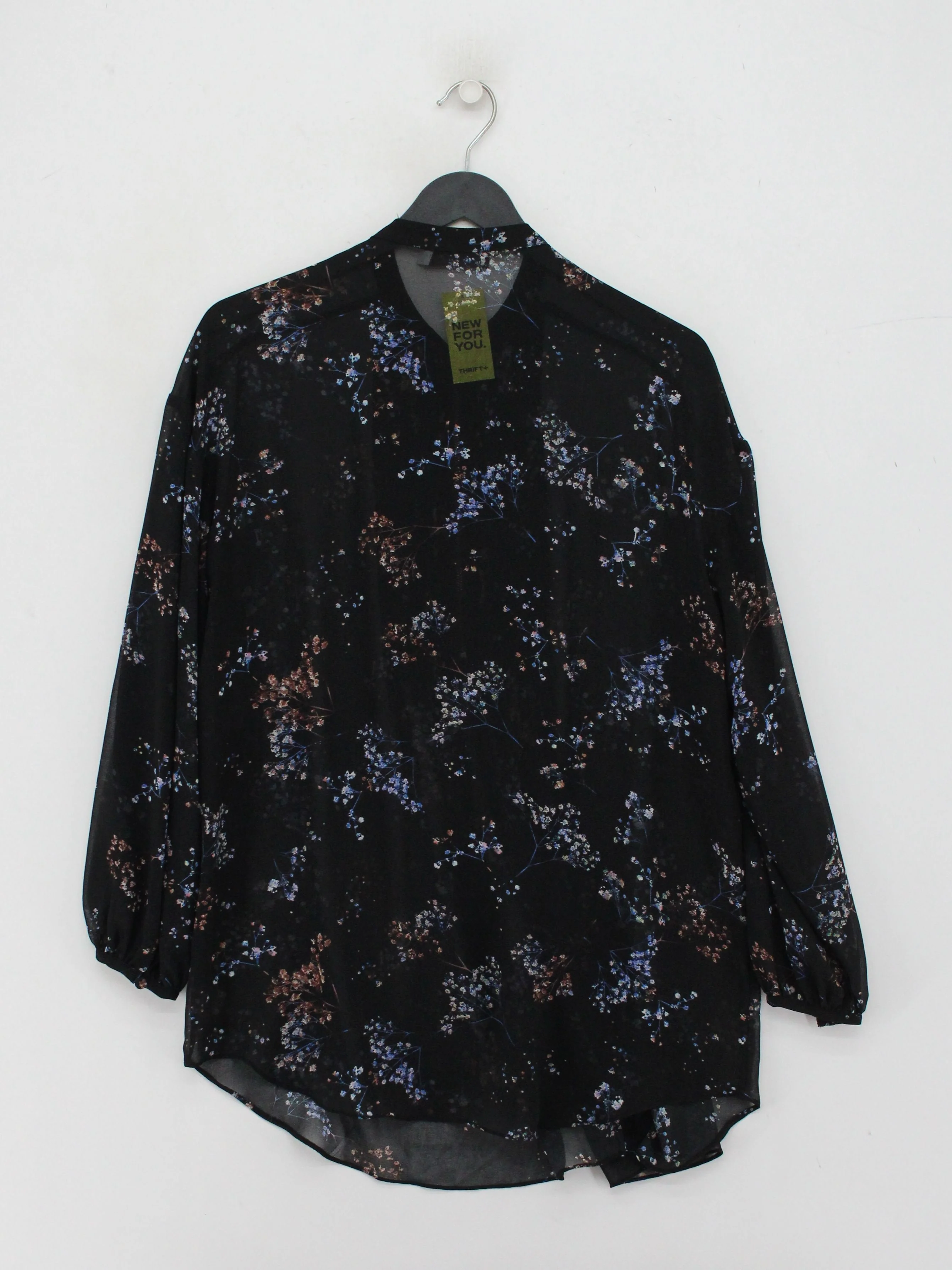 Mint Velvet Women's Top M Black Floral 100% Other Long Sleeve Collared Tunic - Image 2