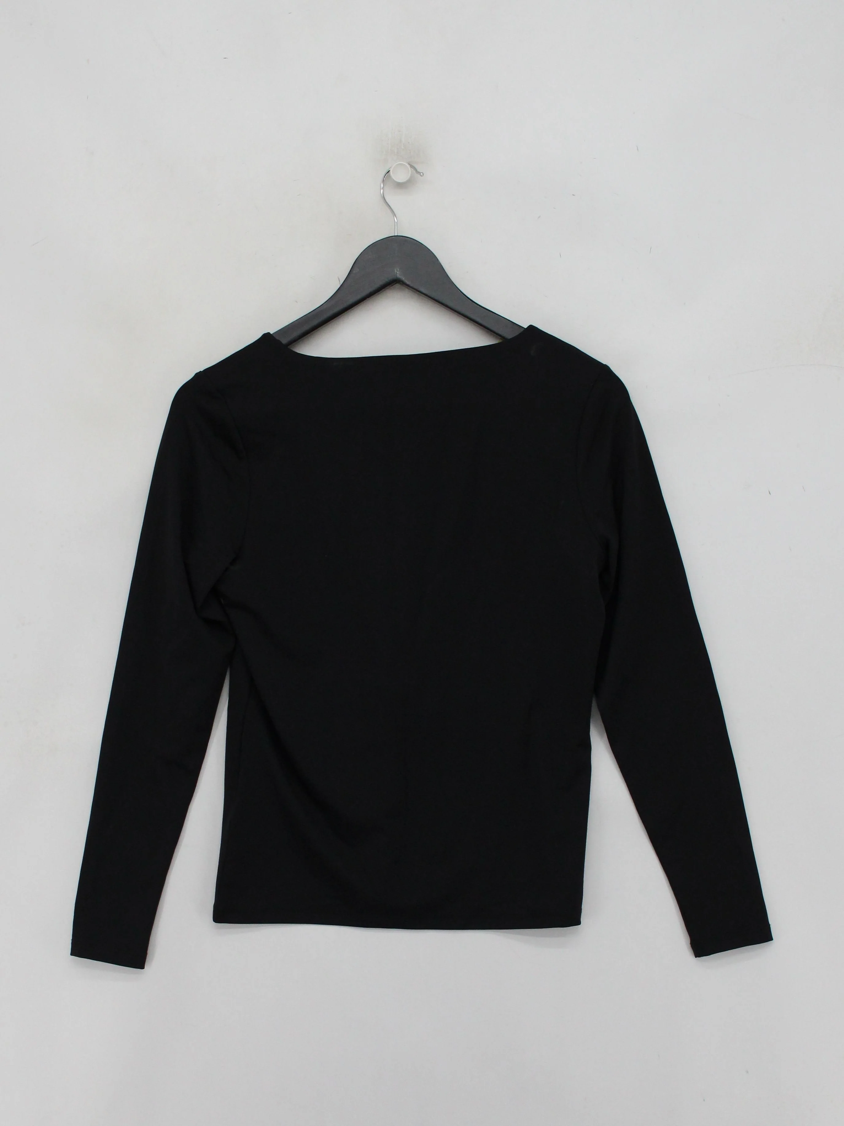 Mint Velvet Women's Top M Black Polyamide with Elastane Long Sleeve V-Neck Basic - Image 2