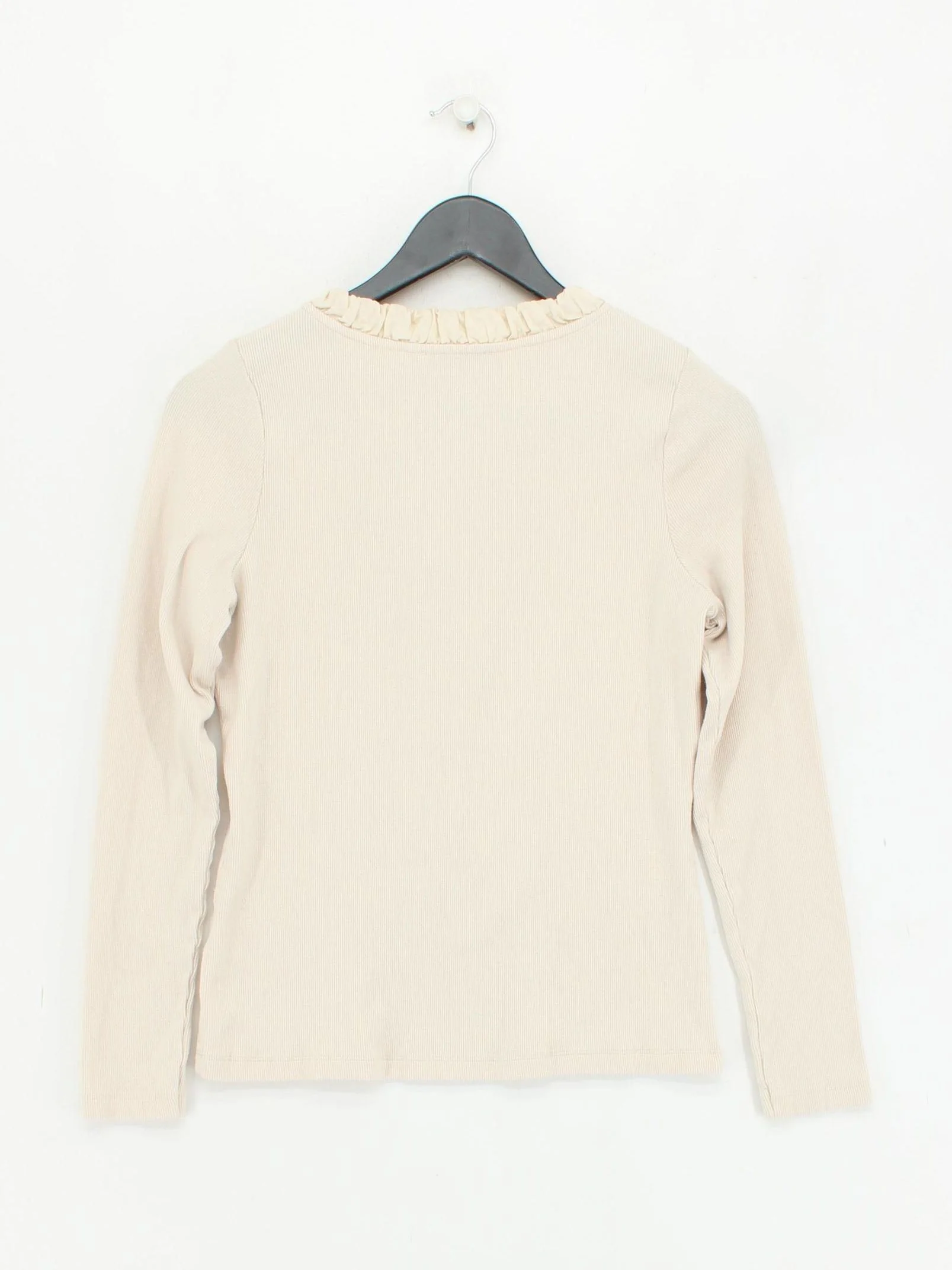 Mint Velvet Women's Top M Cream 100% Cotton Long Sleeve Round Neck Basic - Image 2