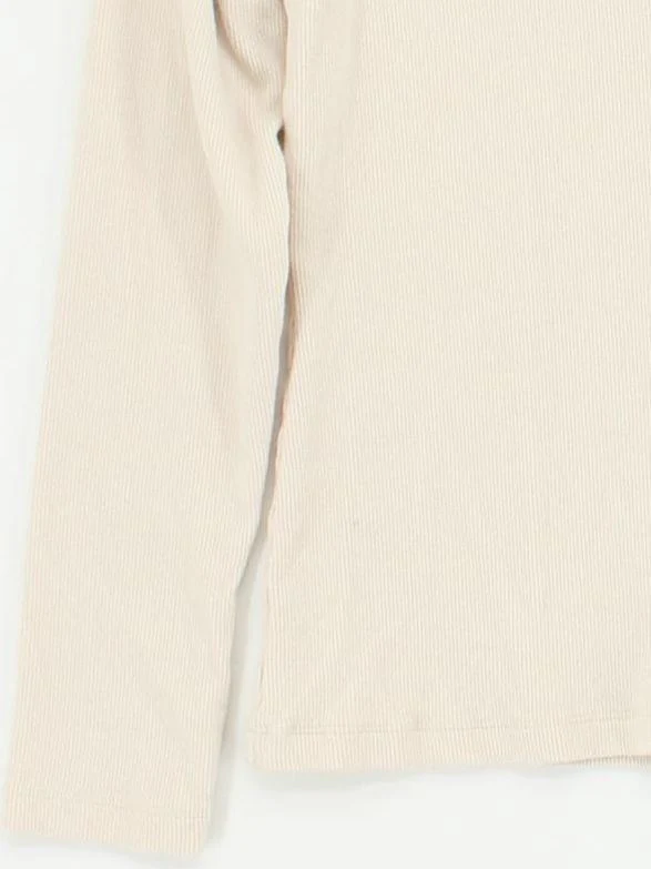 Mint Velvet Women's Top M Cream 100% Cotton Long Sleeve Round Neck Basic - Image 4