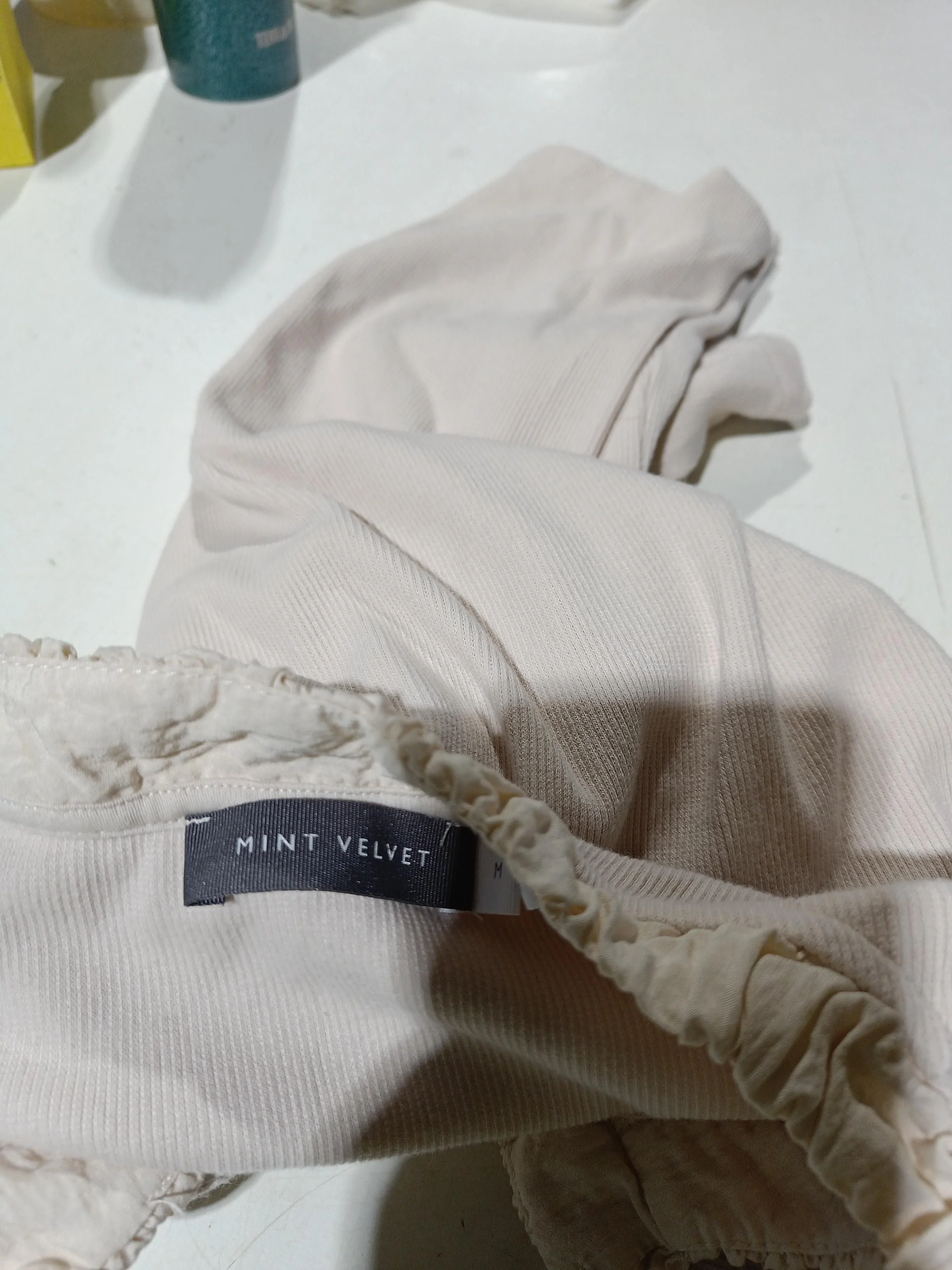 Mint Velvet Women's Top M Cream 100% Cotton Long Sleeve Round Neck Basic - Image 6