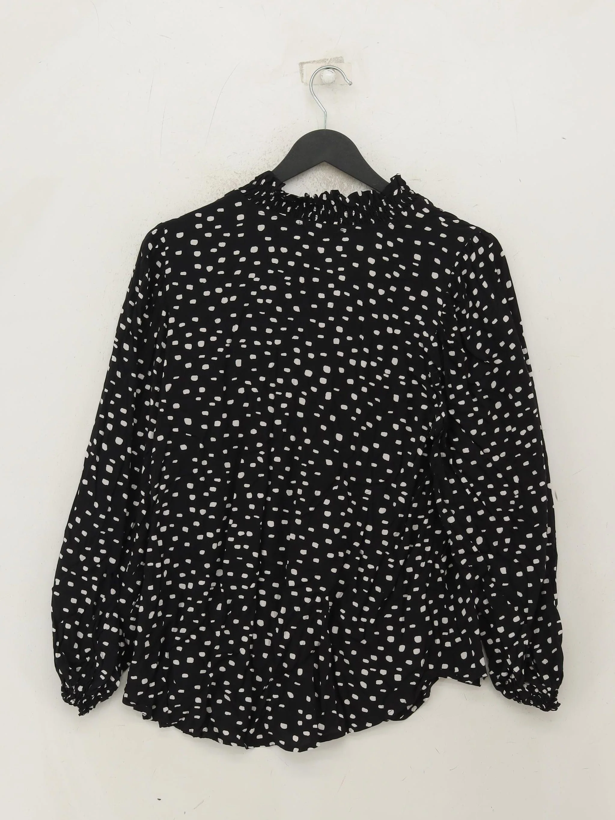 Mint Velvet Women's Top S Black Polkadot 100% Other Long Sleeve High Neck Basic - Image 2
