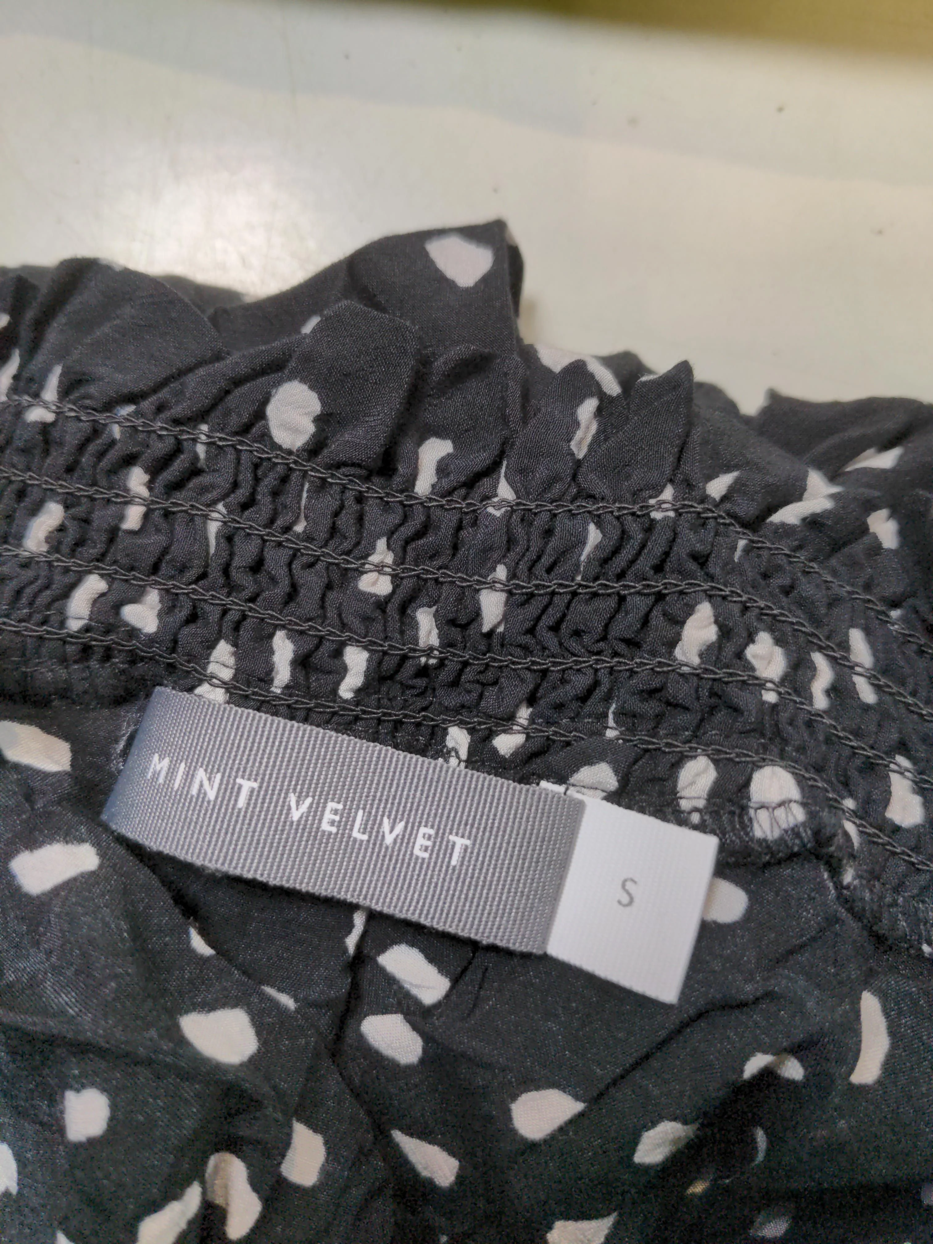 Mint Velvet Women's Top S Black Polkadot 100% Other Long Sleeve High Neck Basic - Image 5