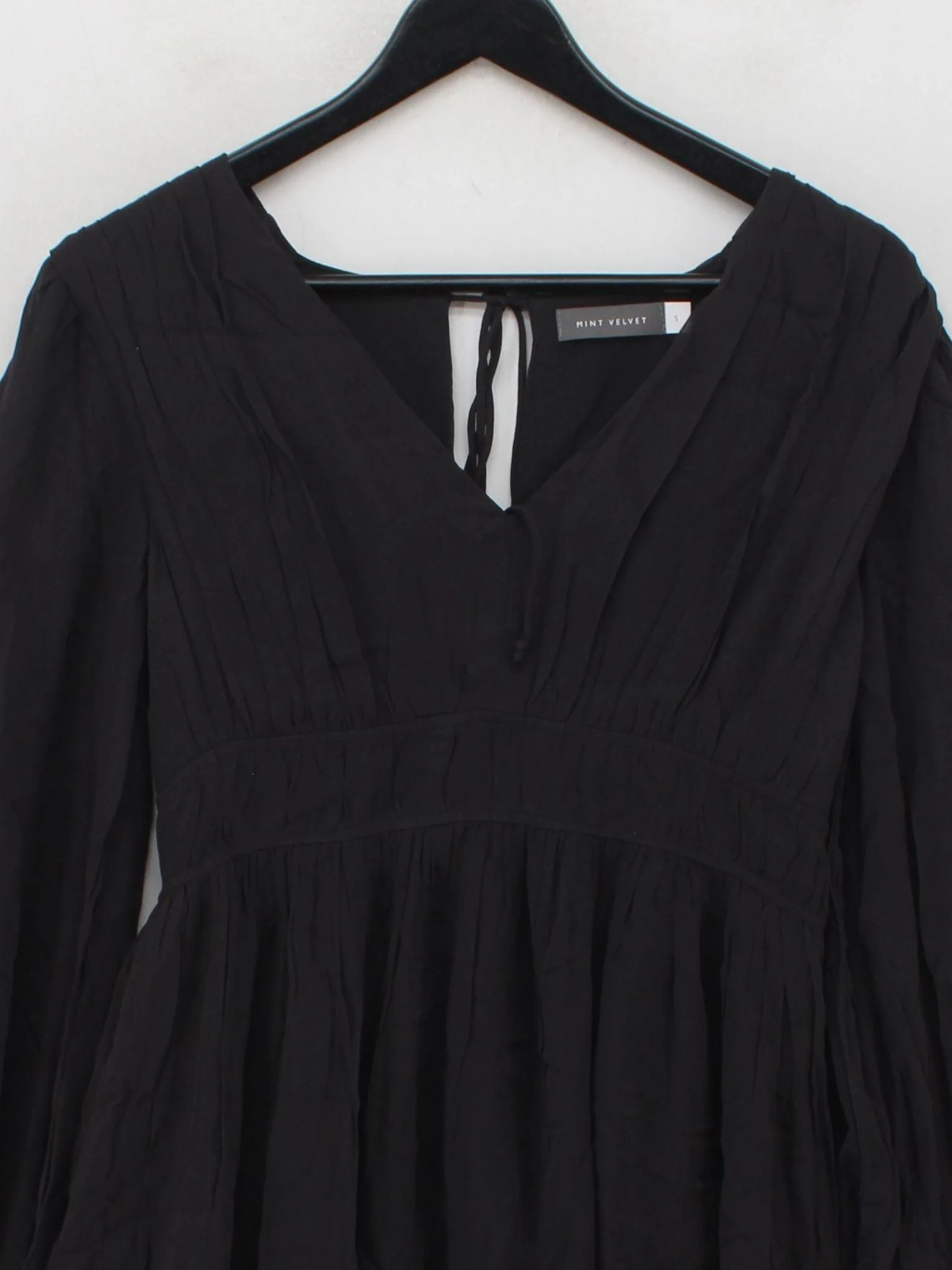 Mint Velvet Women's Top S Black Viscose with Polyester Long Sleeve V-Neck Tunic - Image 3