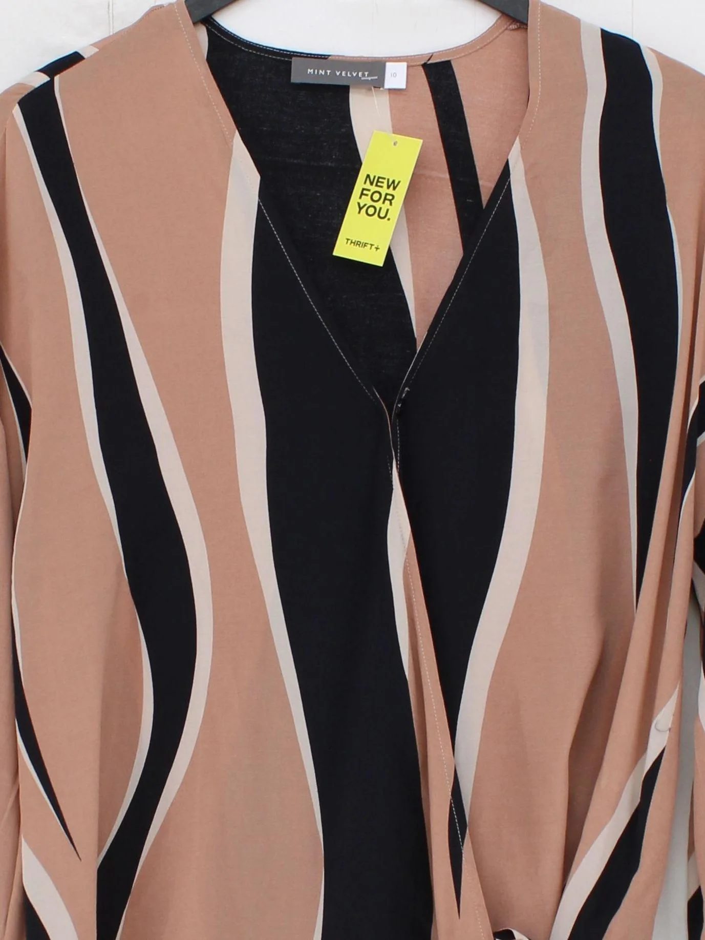 Mint Velvet Women's Top S Multi 100% Viscose Long Sleeve V-Neck Basic - Image 3