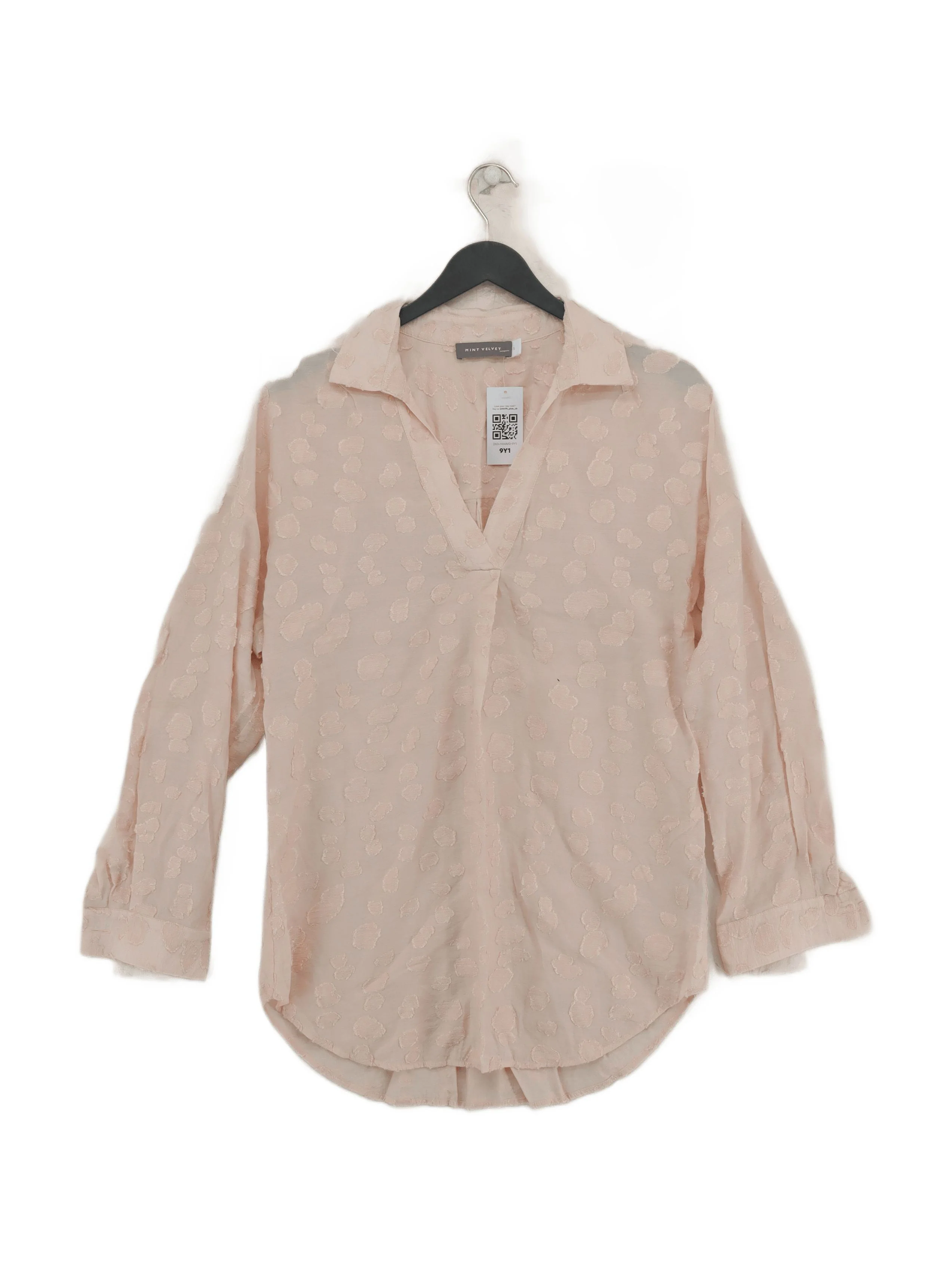Mint Velvet Women's Top S Pink Viscose with Polyamide Long Sleeve V-Neck Basic
