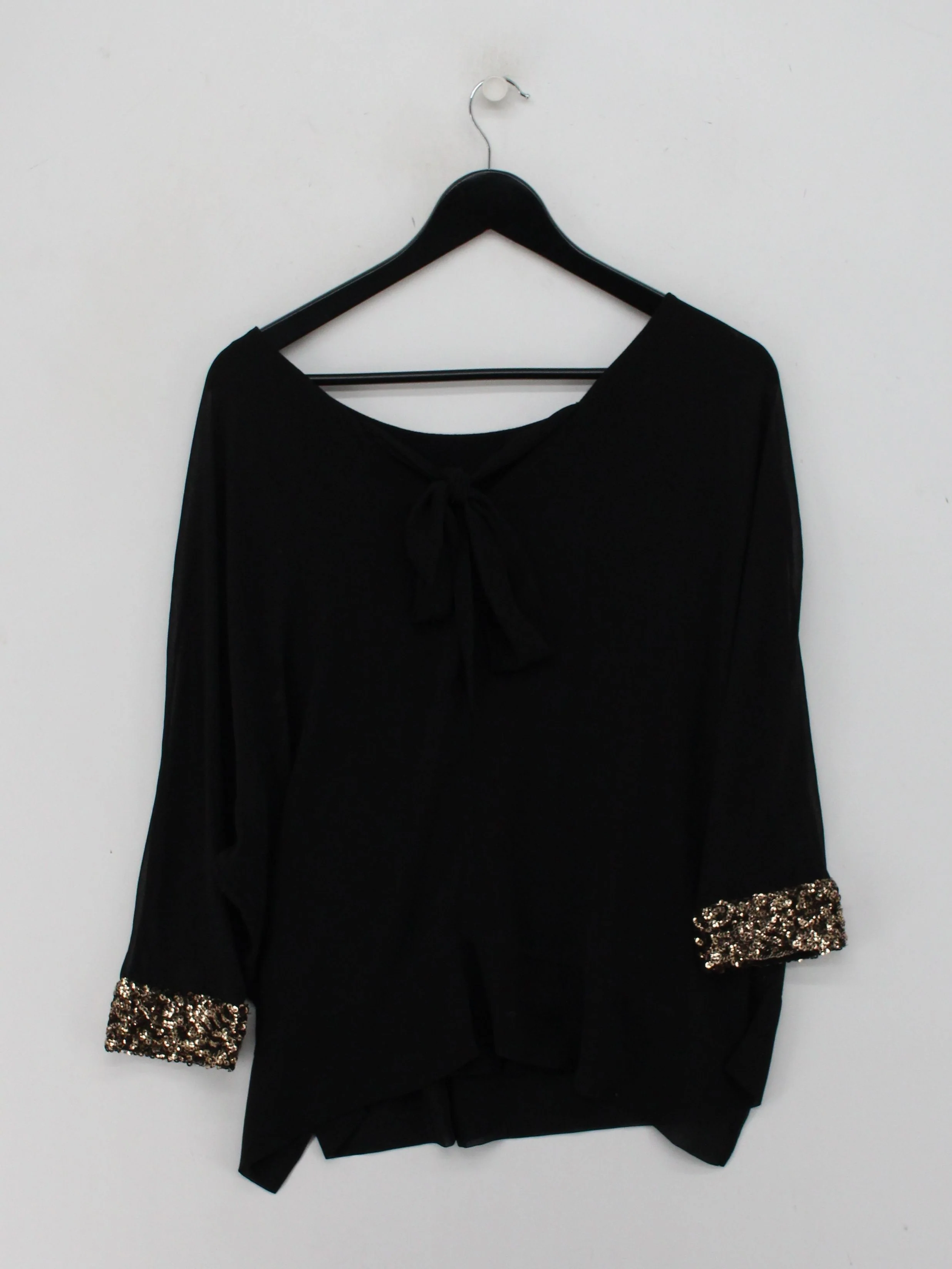 Mint Velvet Women's Top UK 10 Black 100% Polyester Long Sleeve V-Neck Basic - Image 2