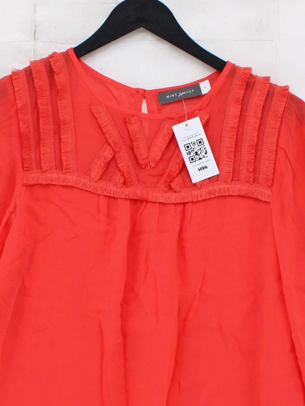 Mint Velvet Women's Top UK 10 Red Viscose with Polyester Basic - Image 3