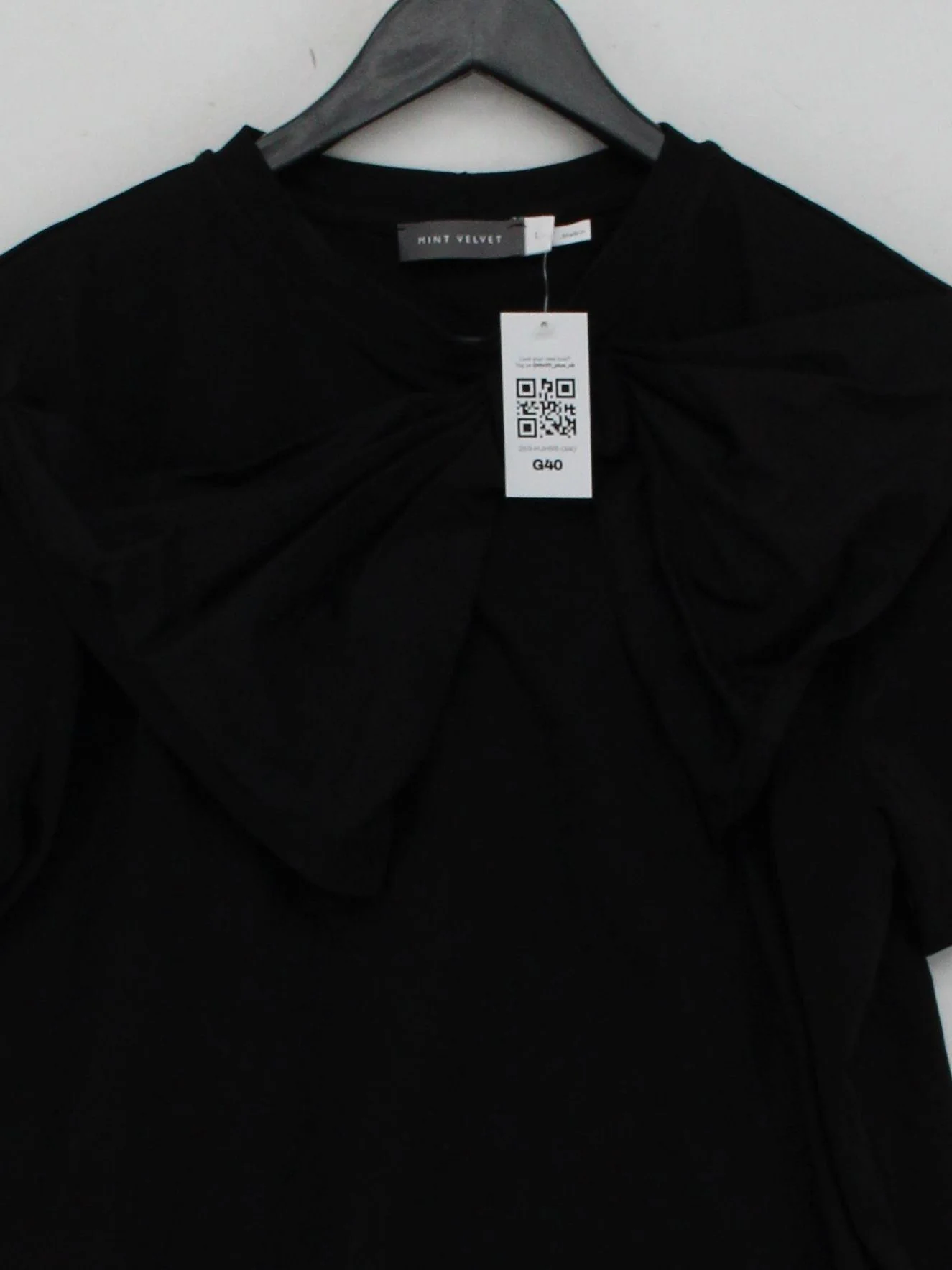 Mint Velvet Women's Top UK 12 Black 100% Cotton Short Sleeve Round Neck Basic - Image 3