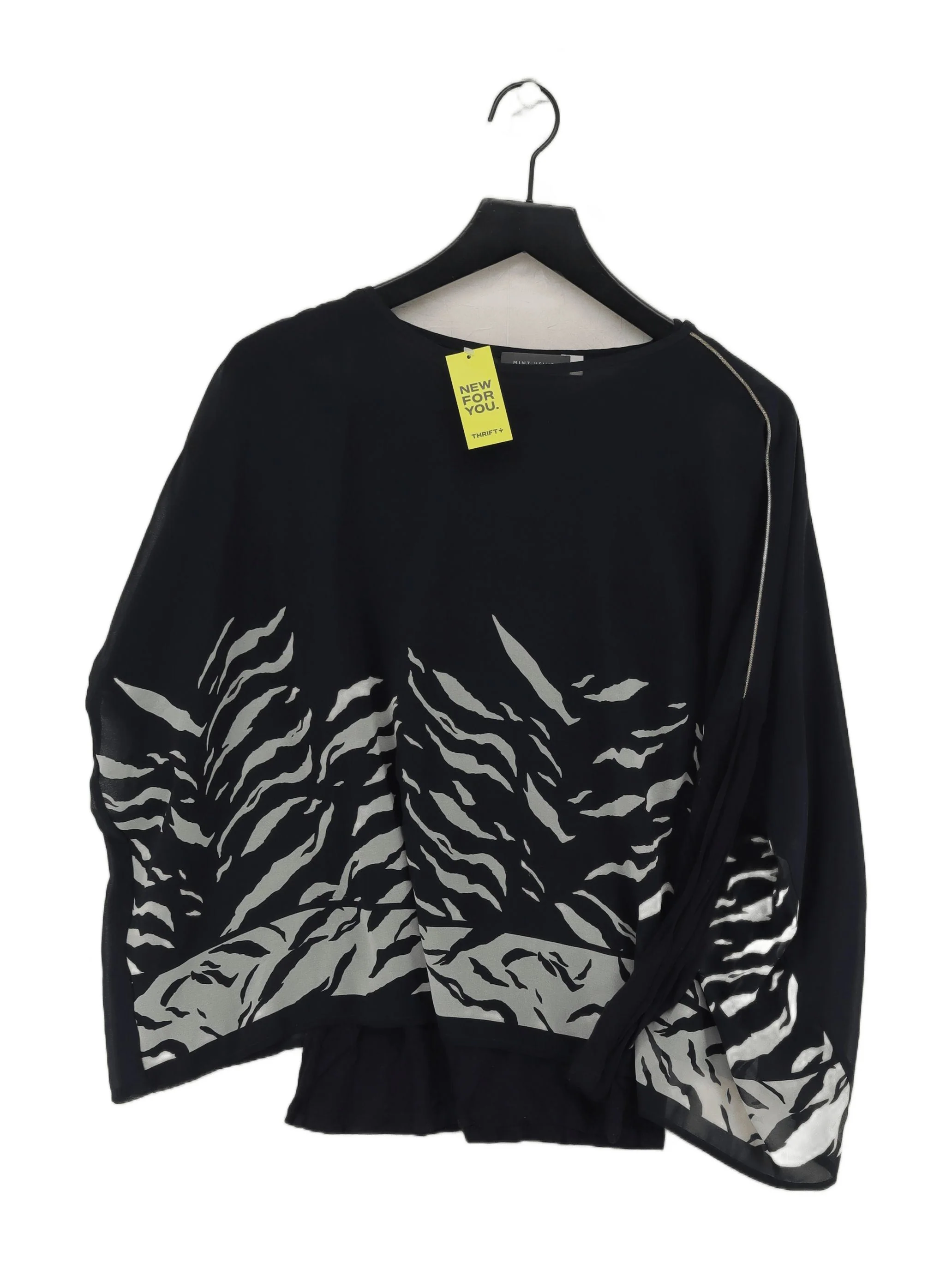 Mint Velvet Women's Top UK 12 Black Polyester with Viscose, Elastane Basic