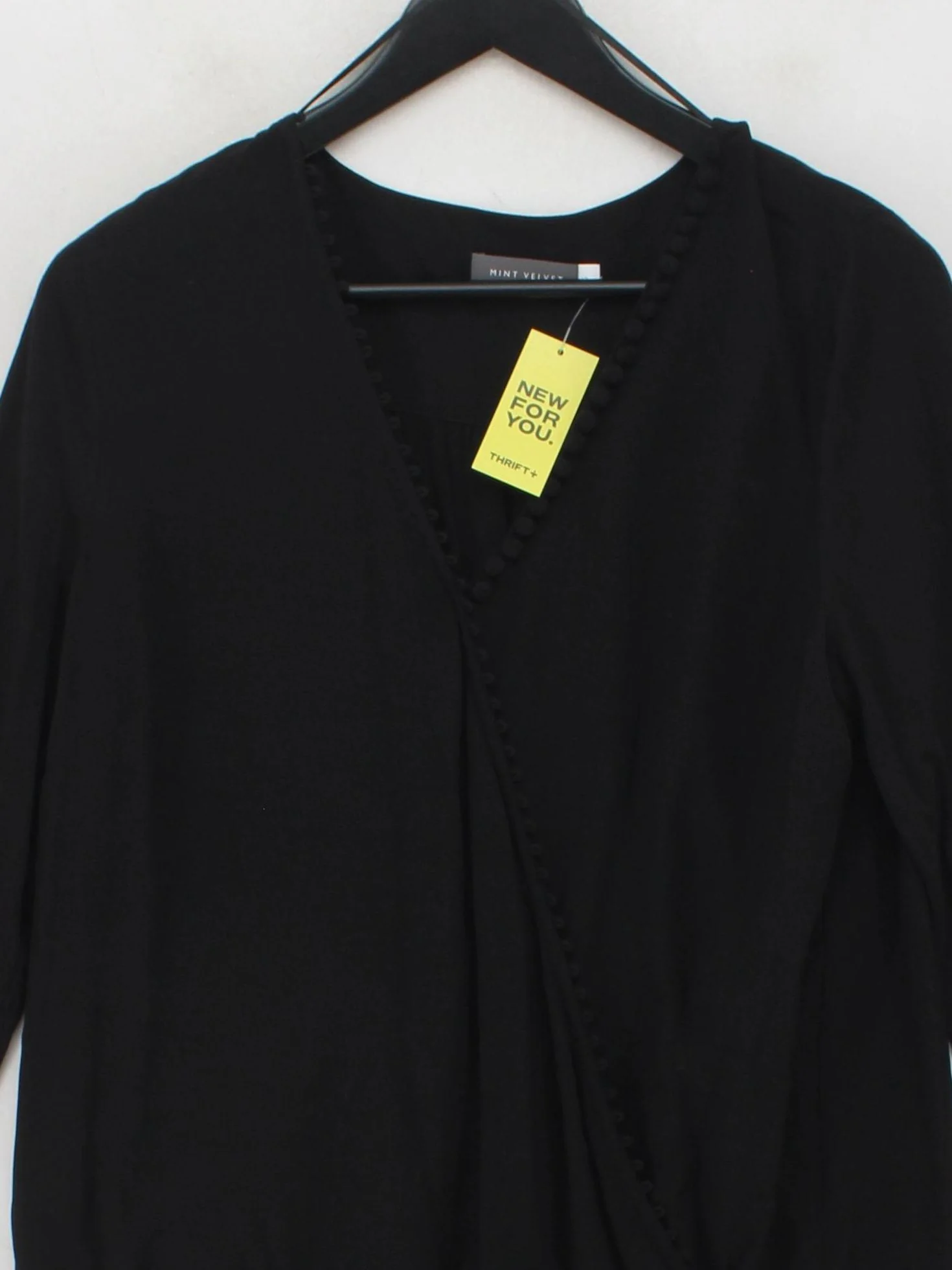 Mint Velvet Women's Top UK 12 Black Viscose with Elastane Basic - Image 3