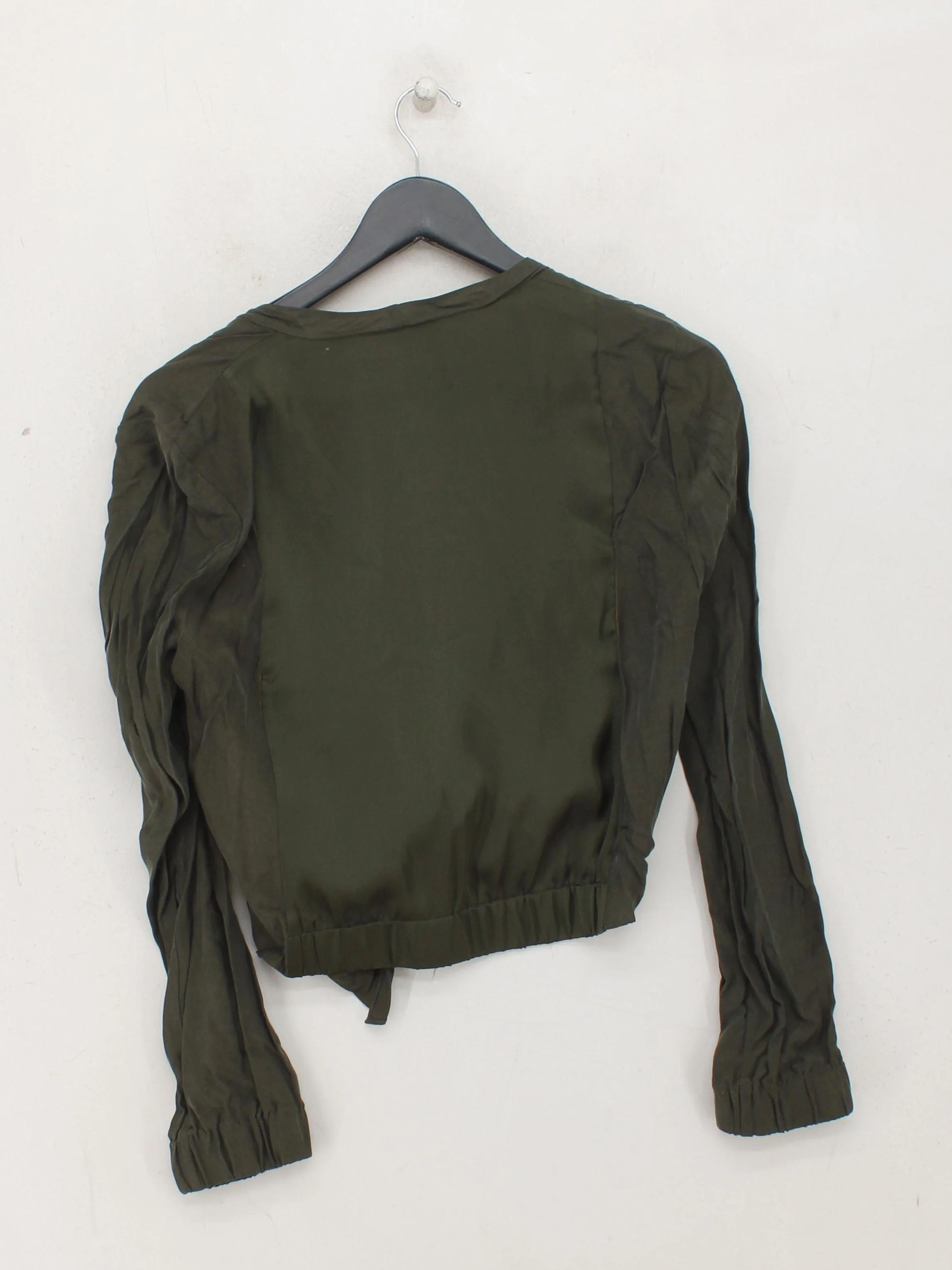 Mint Velvet Women's Top UK 12 Green 100% Other Long Sleeve V-Neck Cropped - Image 2