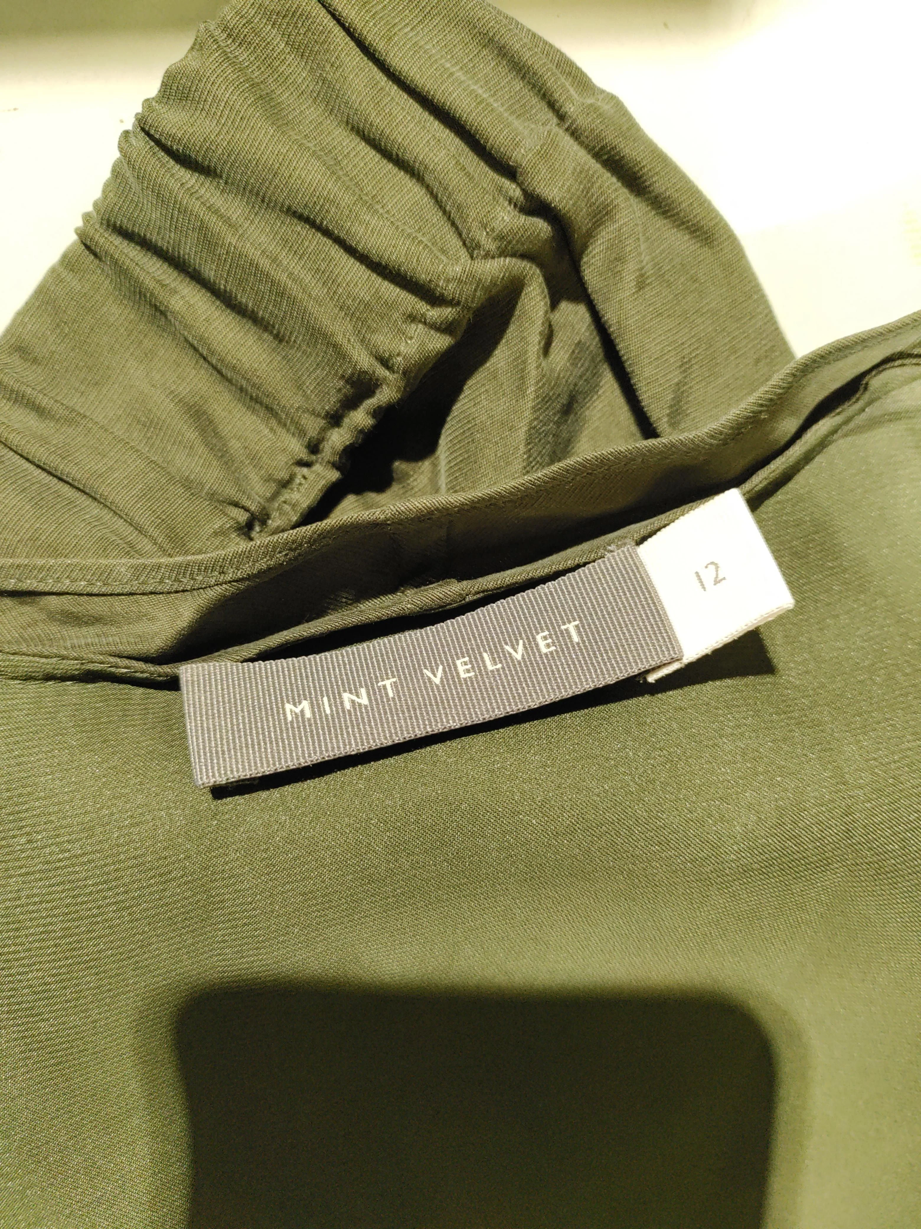 Mint Velvet Women's Top UK 12 Green 100% Other Long Sleeve V-Neck Cropped - Image 5