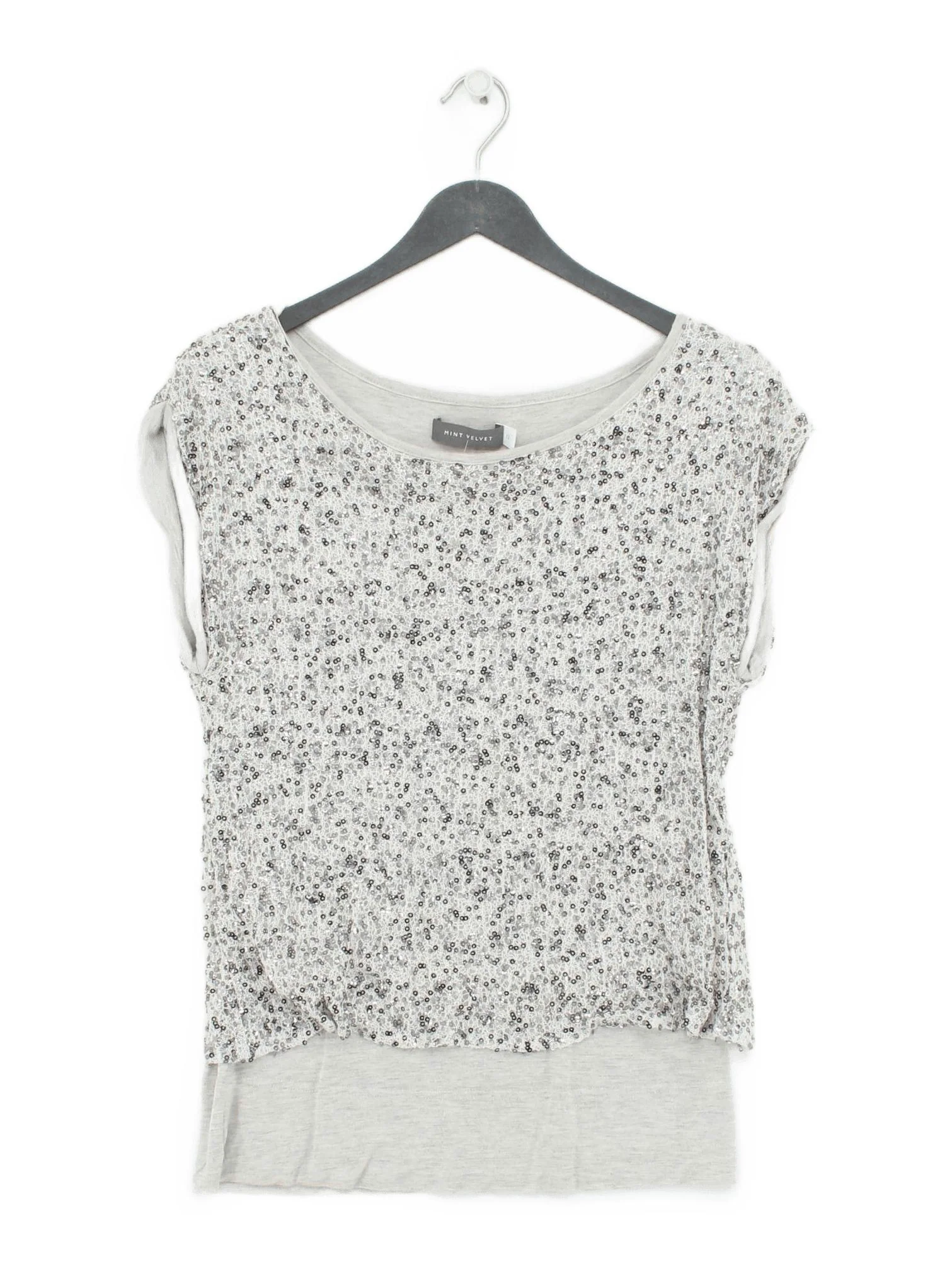 Mint Velvet Women's Top UK 12 Grey Polyester with Viscose Basic