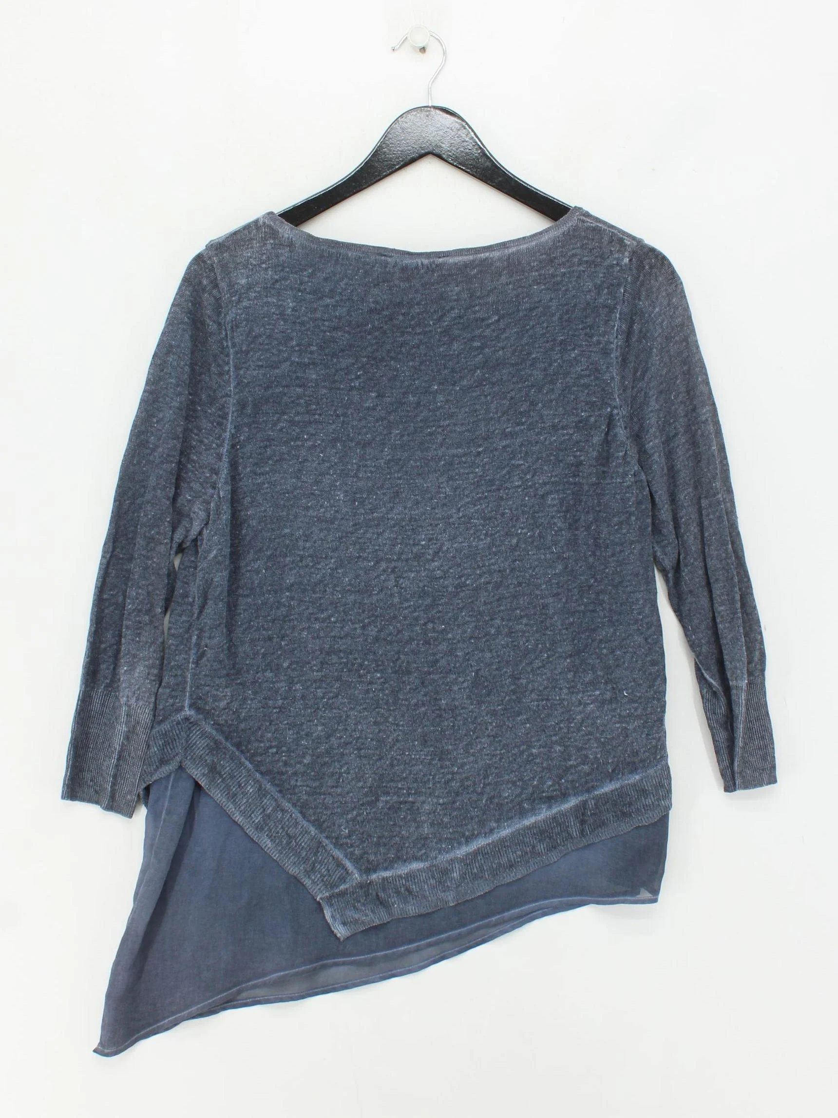 Mint Velvet Women's Top UK 14 Grey Linen with Polyester Jersey - Image 2