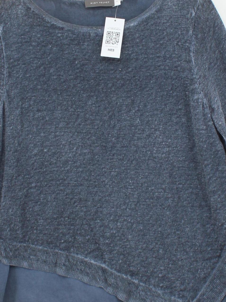 Mint Velvet Women's Top UK 14 Grey Linen with Polyester Jersey - Image 3