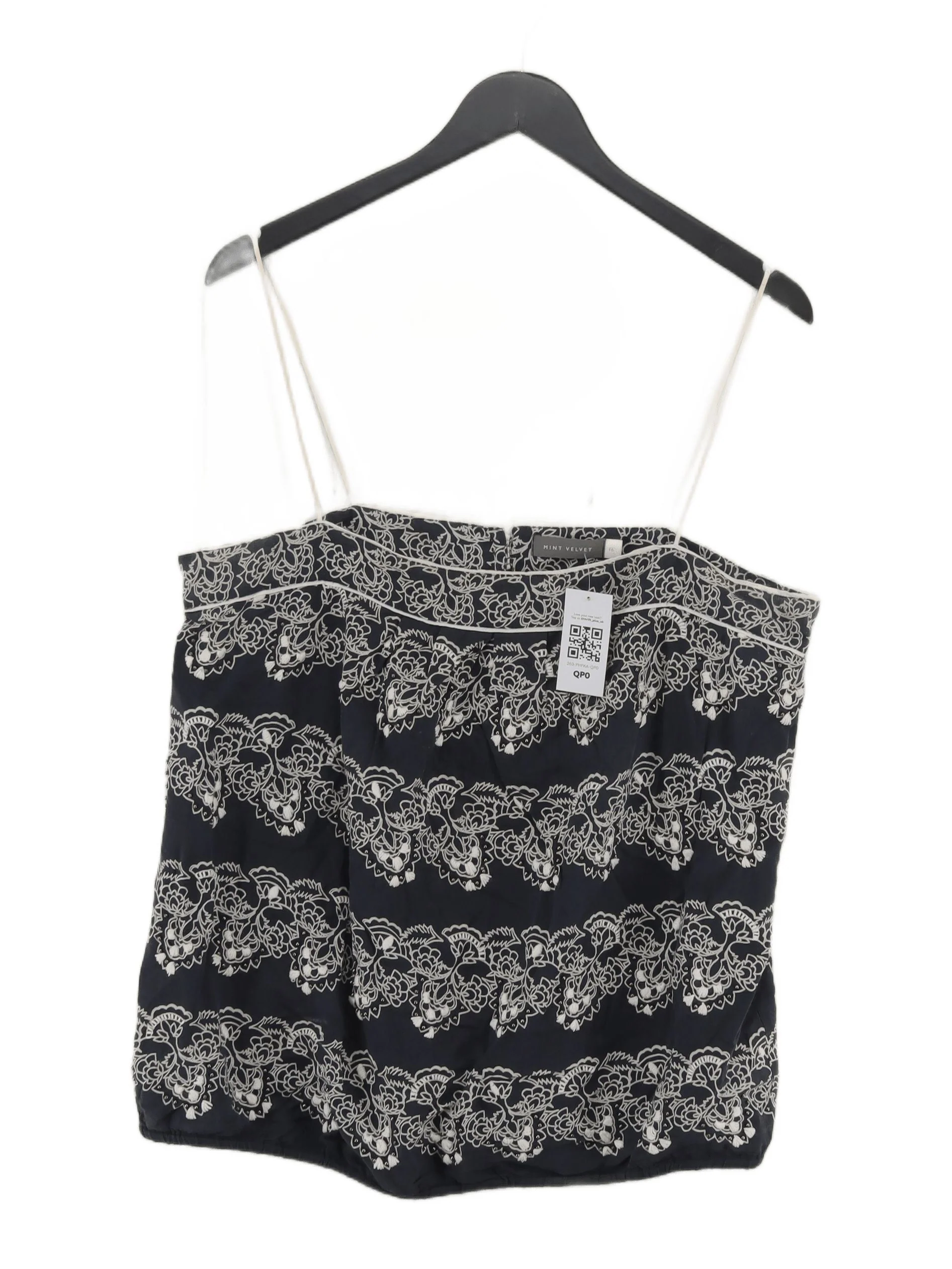 Mint Velvet Women's Top UK 16 Blue Viscose with Cotton Basic