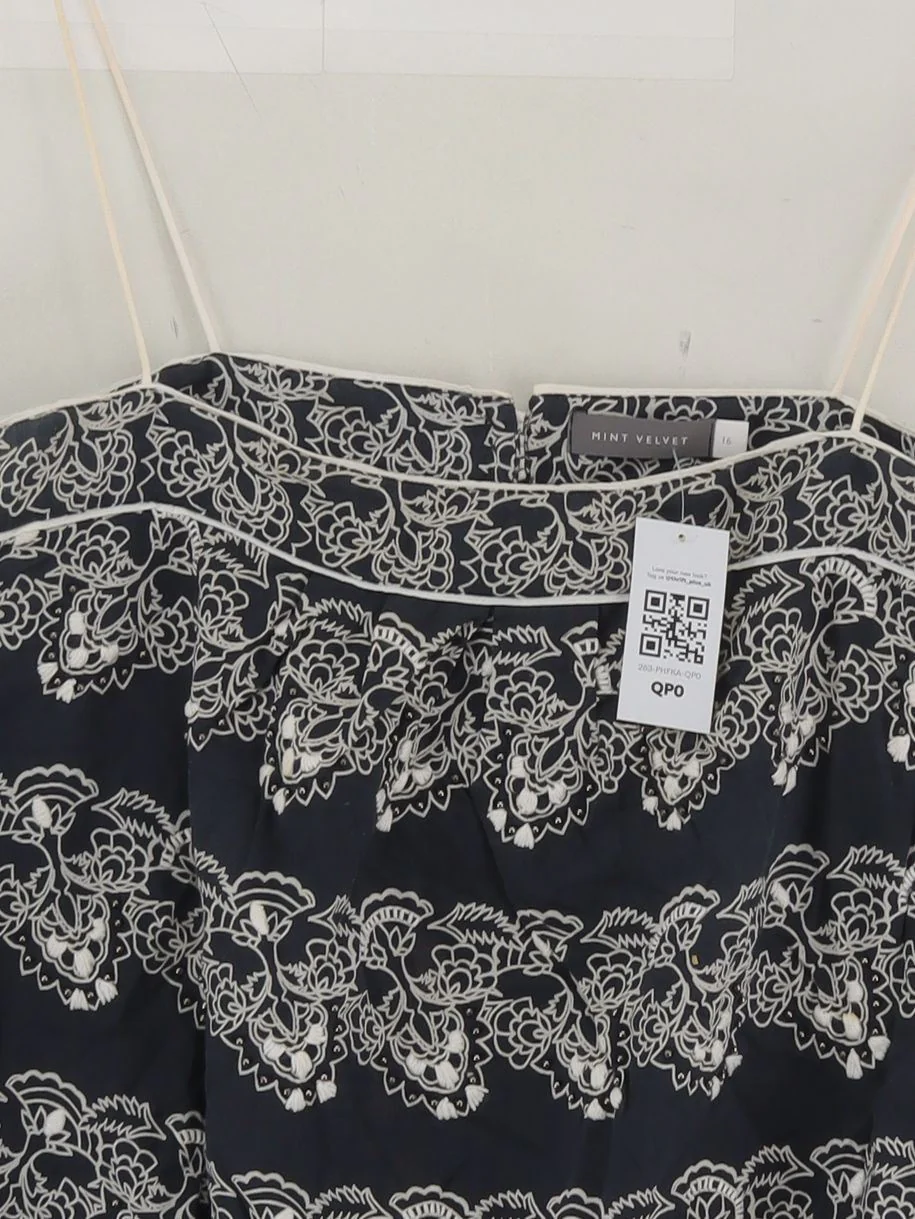 Mint Velvet Women's Top UK 16 Blue Viscose with Cotton Basic - Image 3