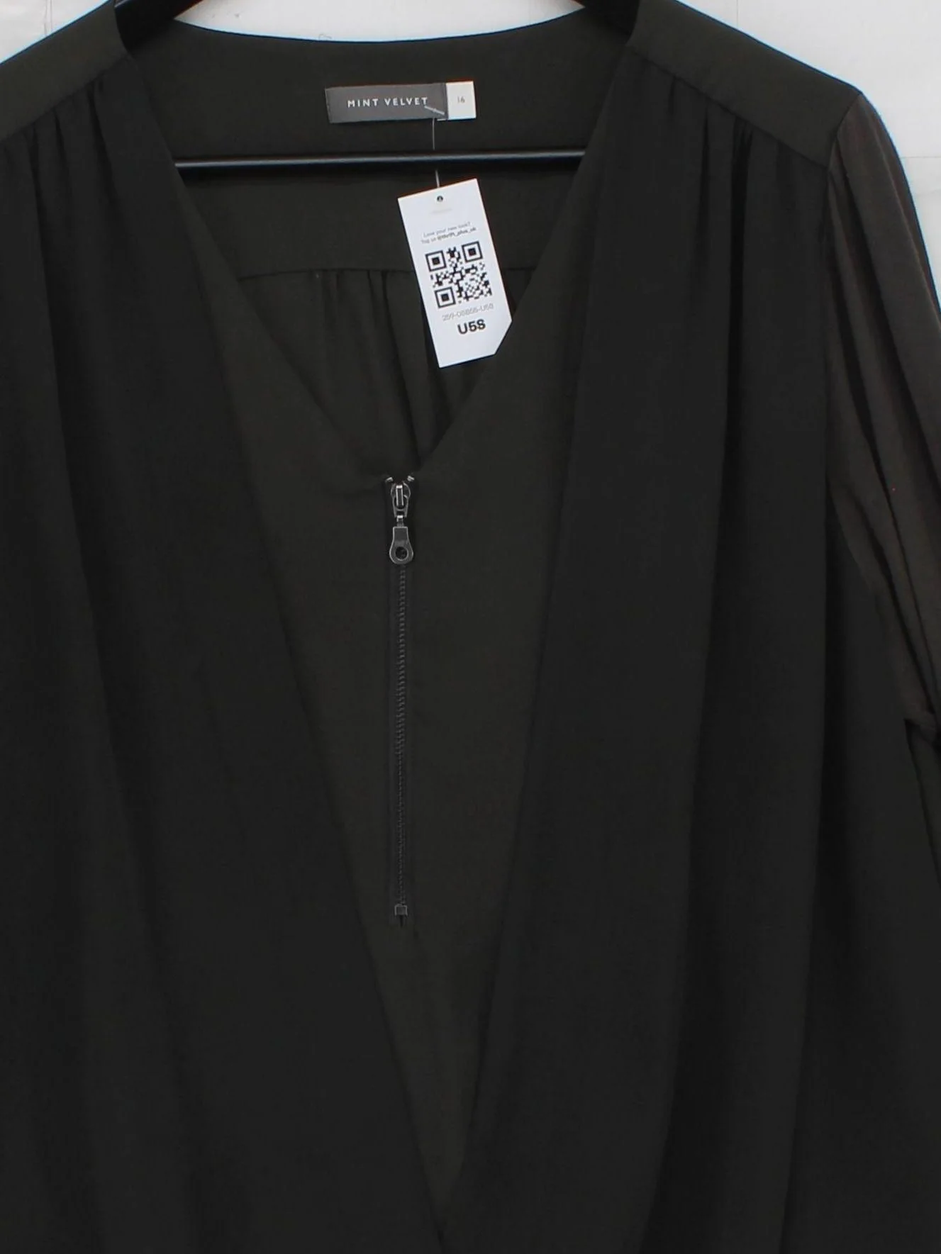 Mint Velvet Women's Top UK 16 Green Polyester with Viscose, Elastane Basic - Image 3
