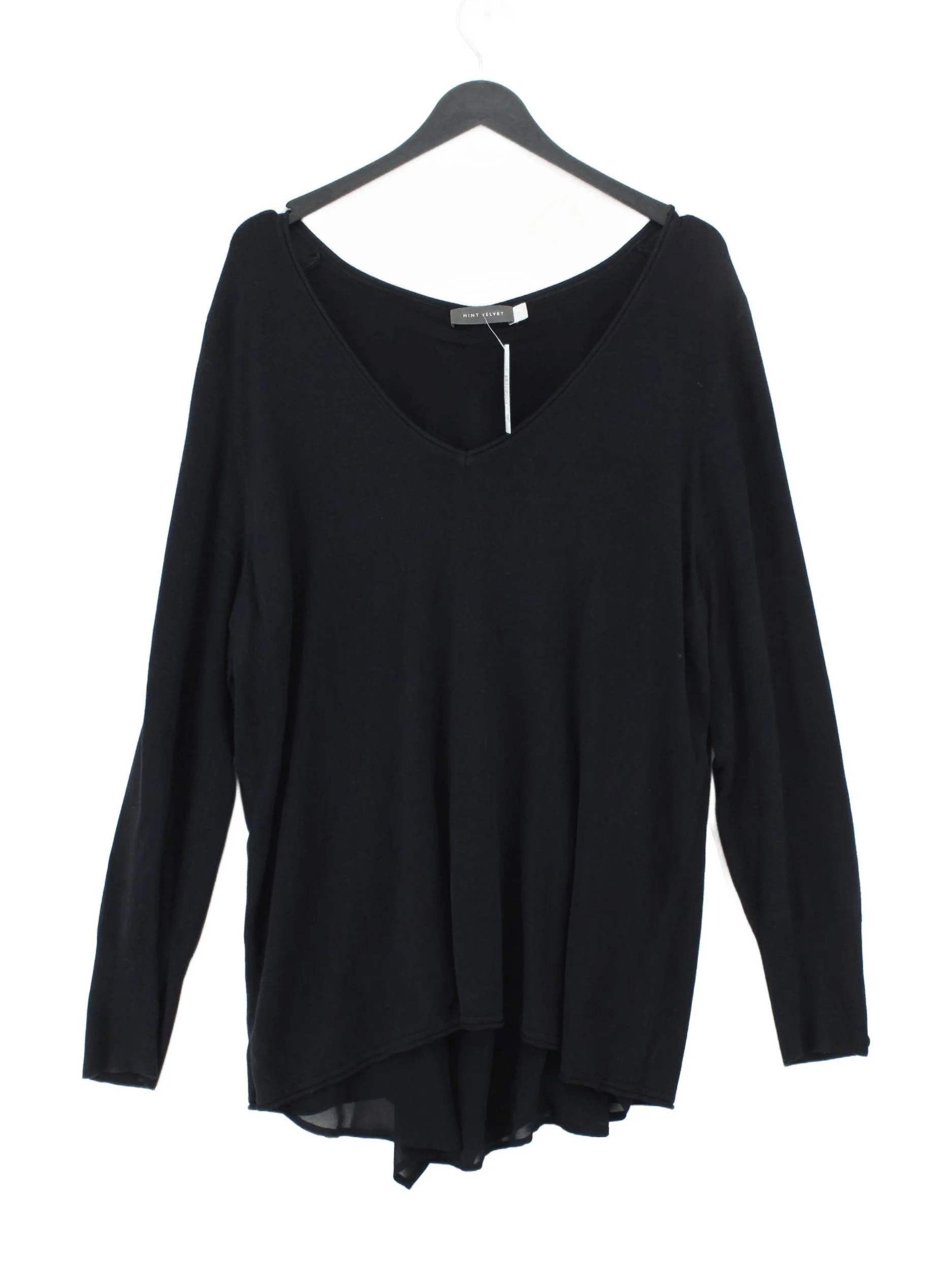 Mint Velvet Women's Top UK 18 Black Viscose with Elastane, Polyester Basic