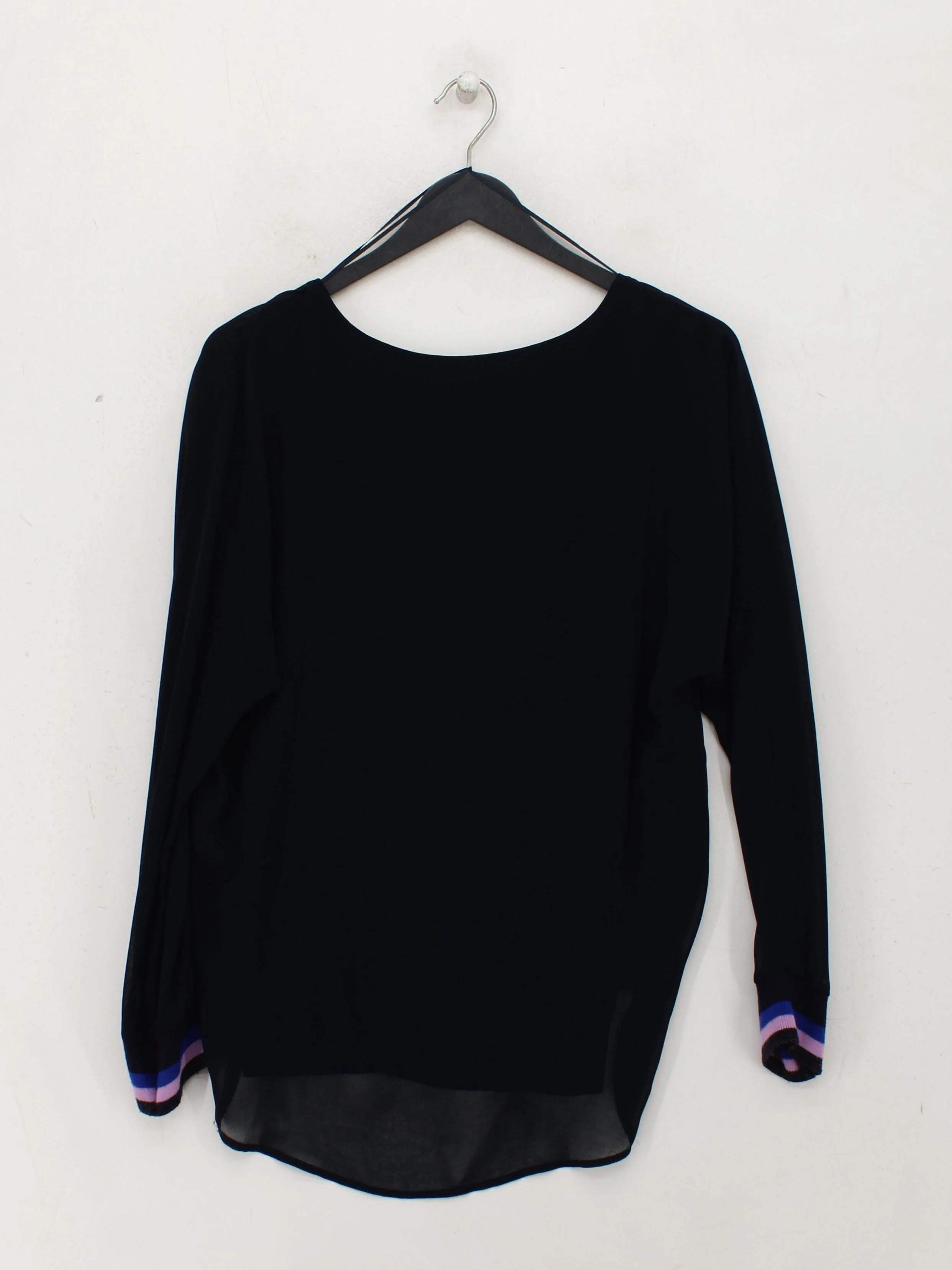 Mint Velvet Women's Top UK 8 Black 100% Polyester Long Sleeve Round Neck Basic - Image 2