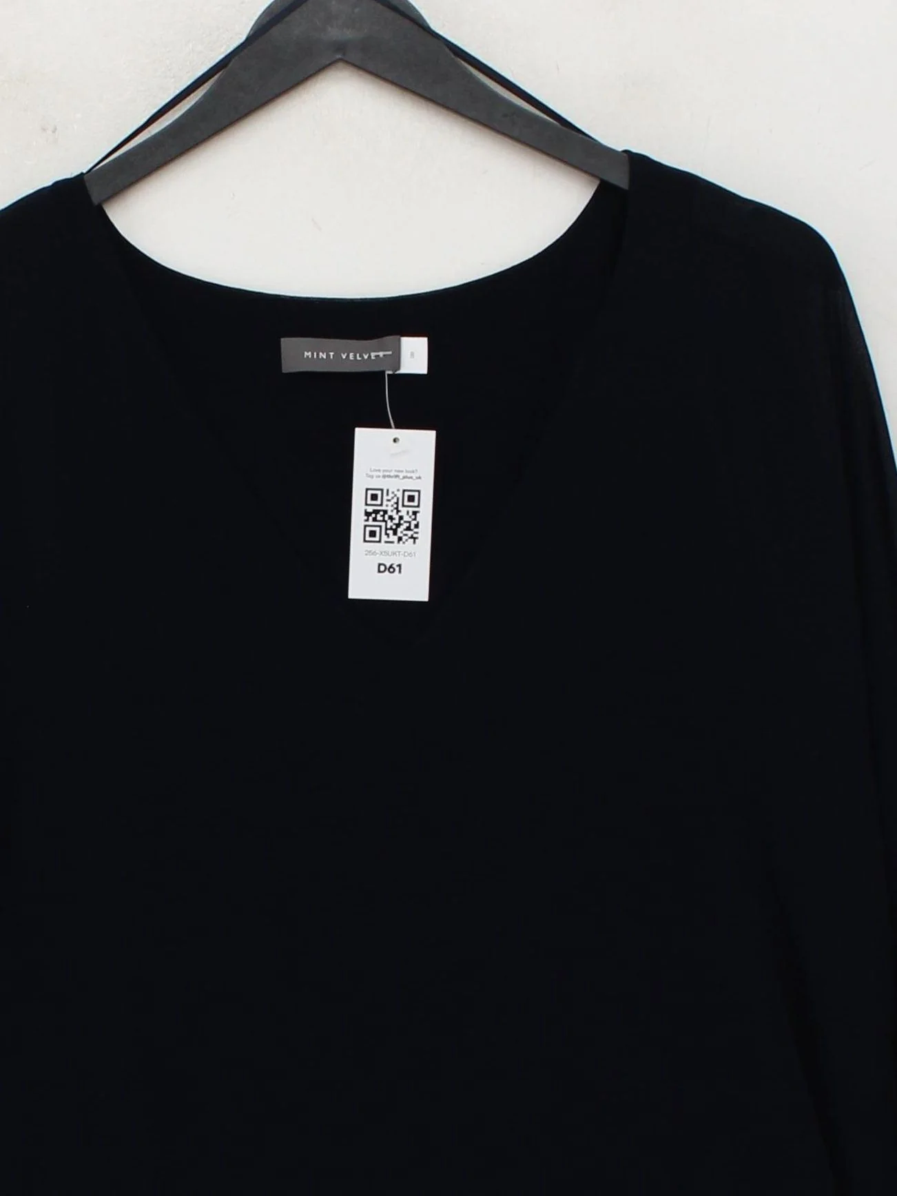 Mint Velvet Women's Top UK 8 Black 100% Polyester Long Sleeve Round Neck Basic - Image 3