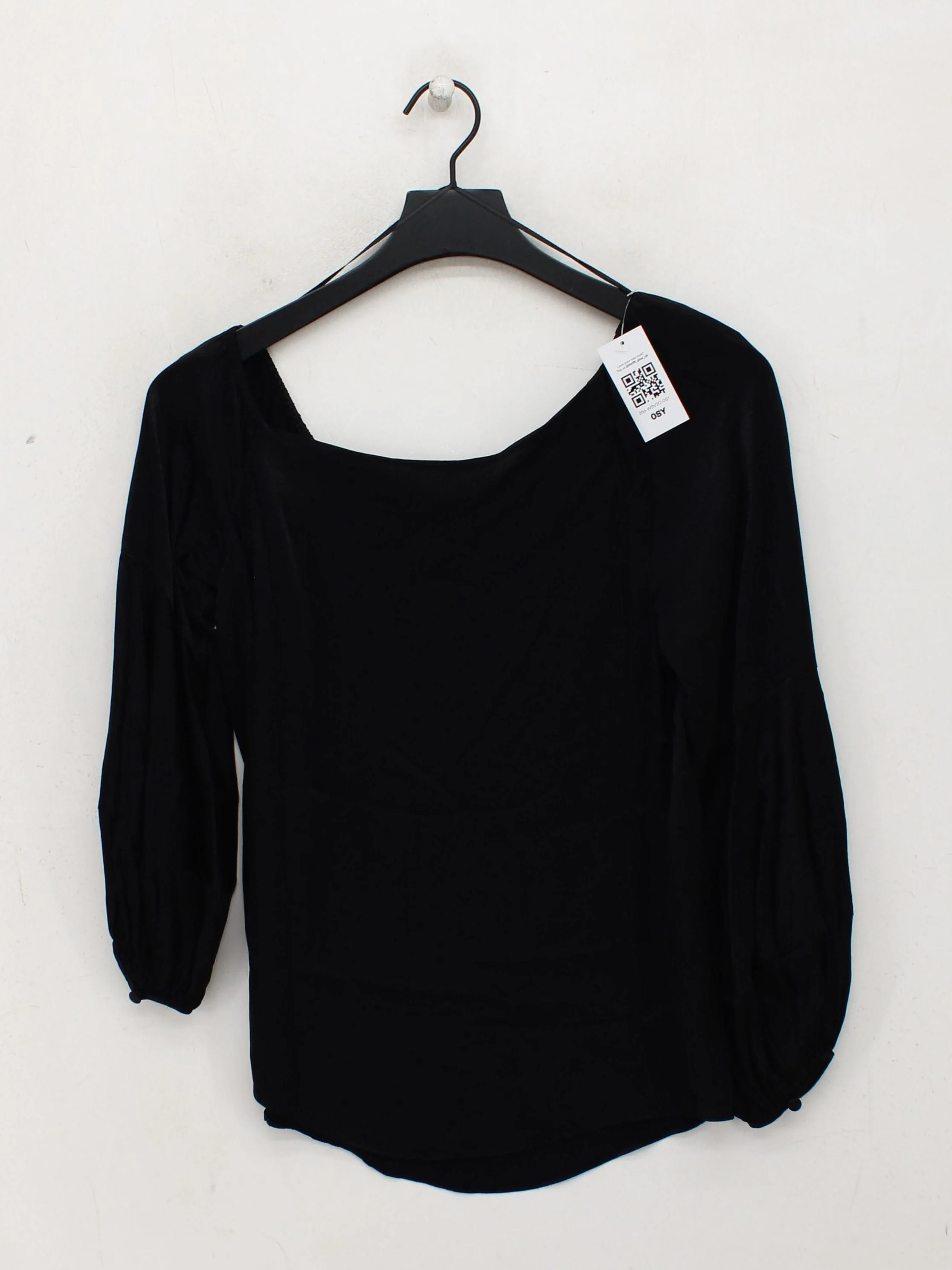 Mint Velvet Women's Top UK 8 Black 100% Viscose 3/4 Sleeve Square Neck Basic - Image 2