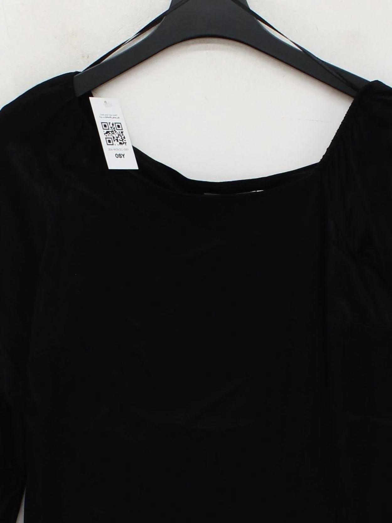 Mint Velvet Women's Top UK 8 Black 100% Viscose 3/4 Sleeve Square Neck Basic - Image 3