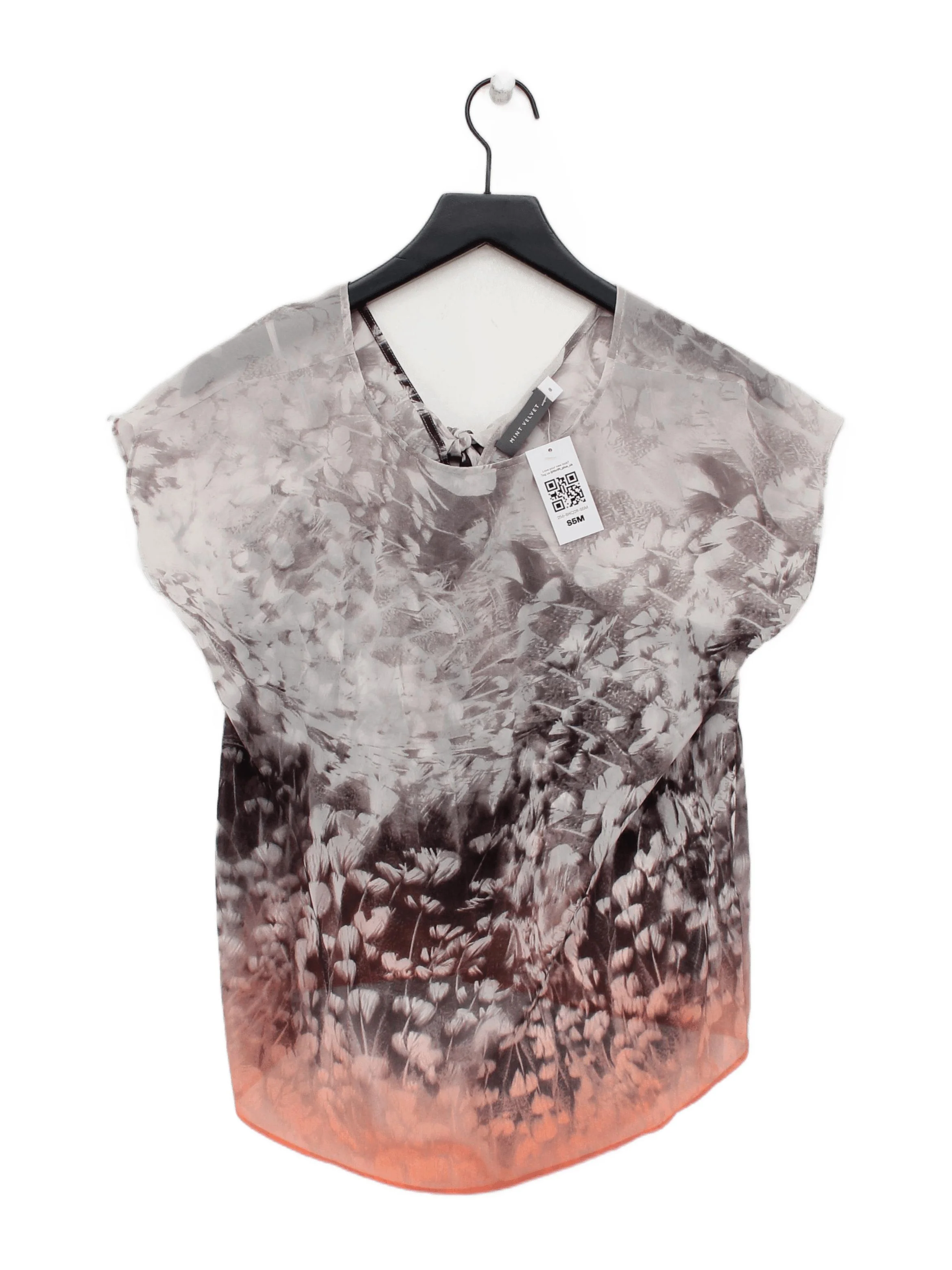 Mint Velvet Women's Top UK 8 Multi 100% Polyester Short Sleeve Round Neck Basic
