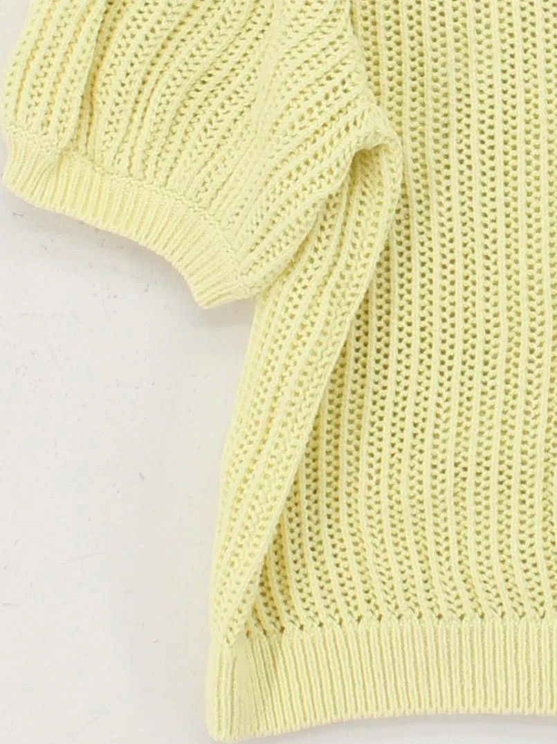 Mint Velvet Women's Top XL Yellow Cotton with Acrylic Basic - Image 4