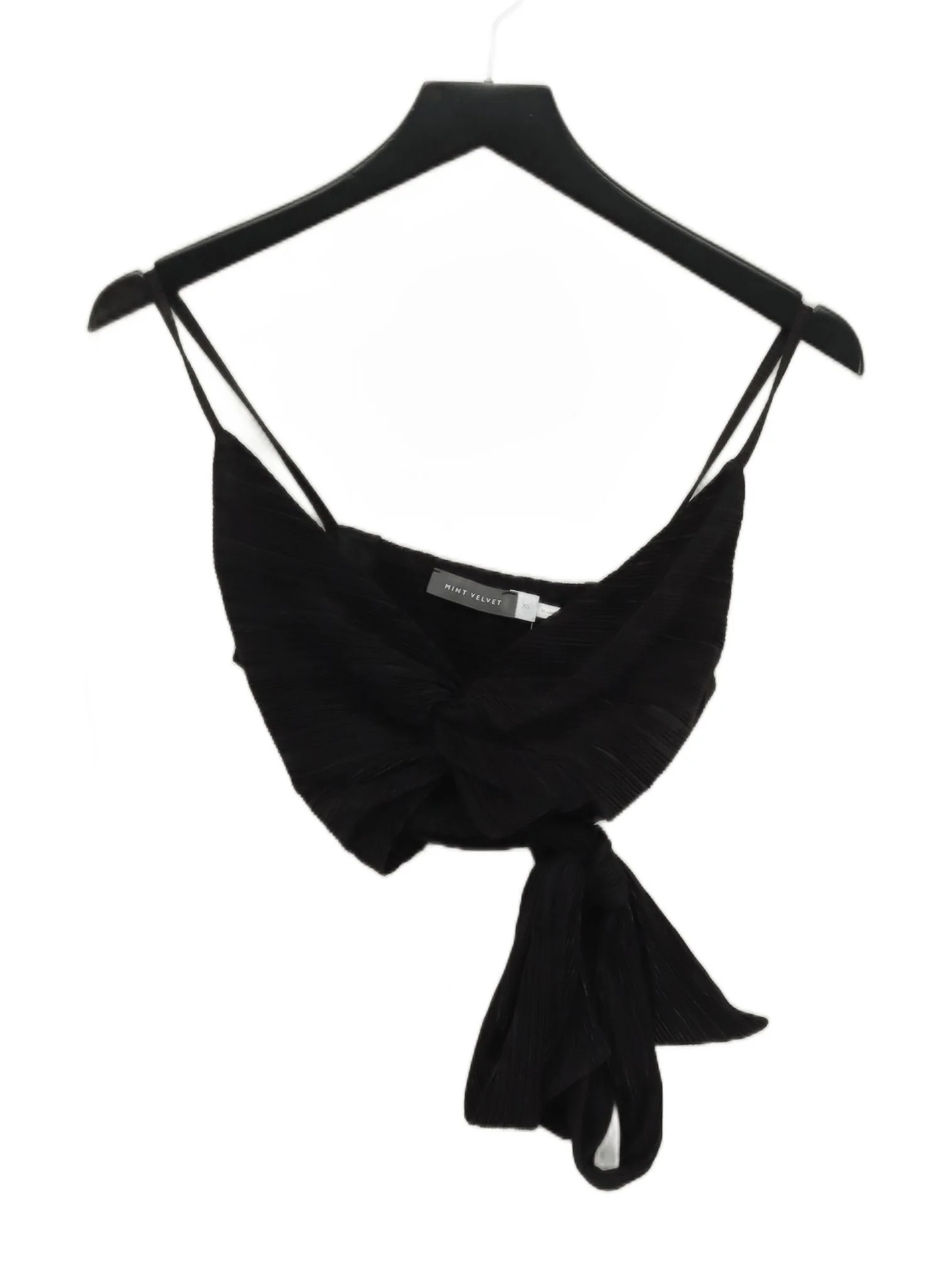 Mint Velvet Women's Top XS Black 100% Polyester Sleeveless V-Neck Cropped