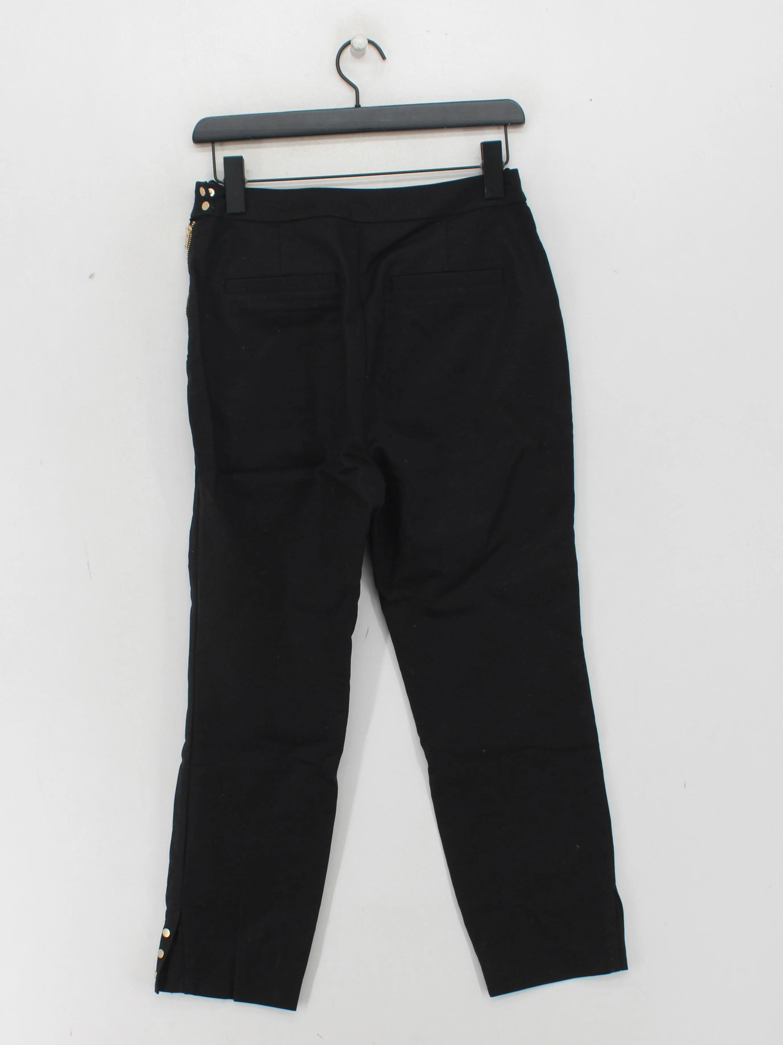 Mint Velvet Women's Trousers UK 10 Black Cotton with Elastane Straight Cropped - Image 2