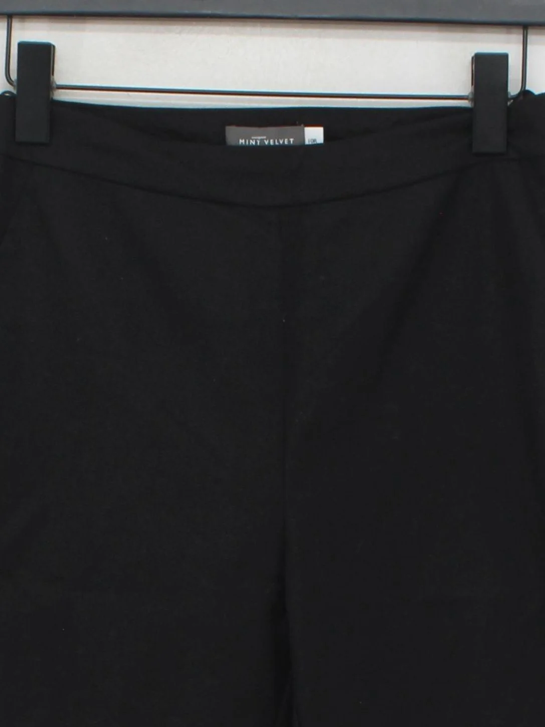 Mint Velvet Women's Trousers UK 10 Black Cotton with Elastane Straight Cropped - Image 3