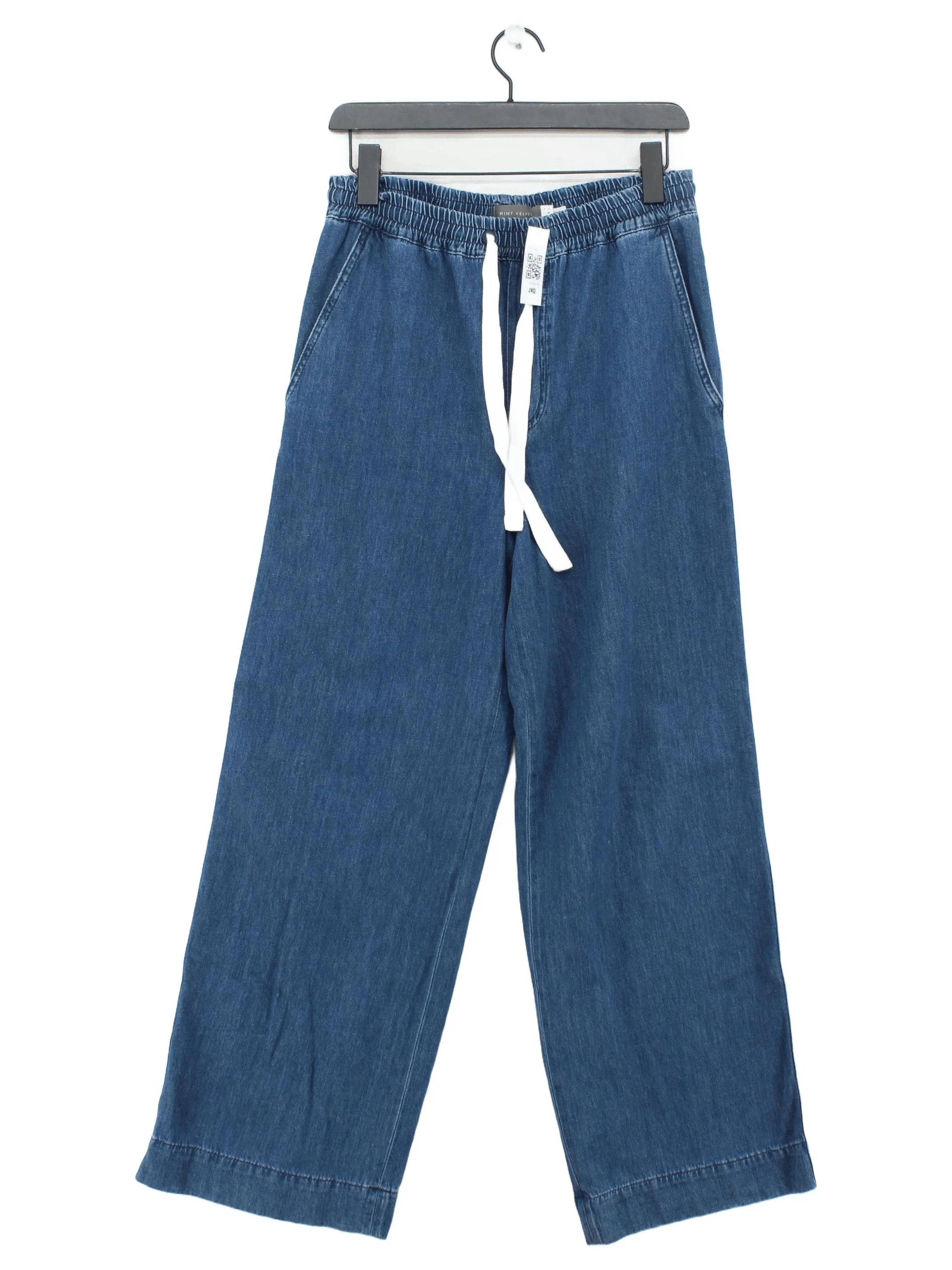 Mint Velvet Women's Trousers UK 10 Blue 100% Cotton Wide-Leg Sweatpants