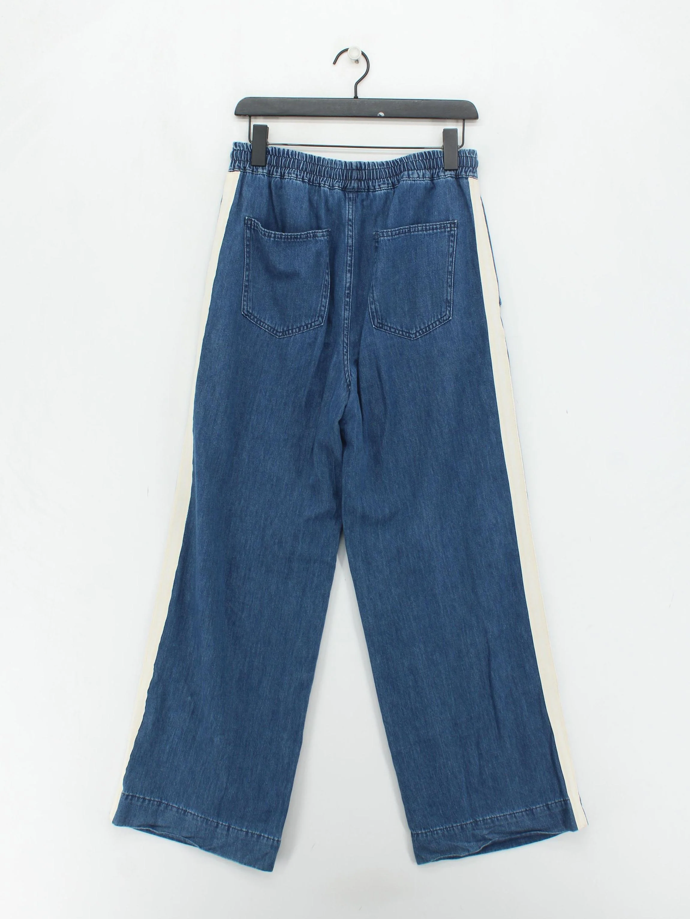 Mint Velvet Women's Trousers UK 10 Blue 100% Cotton Wide-Leg Sweatpants - Image 2