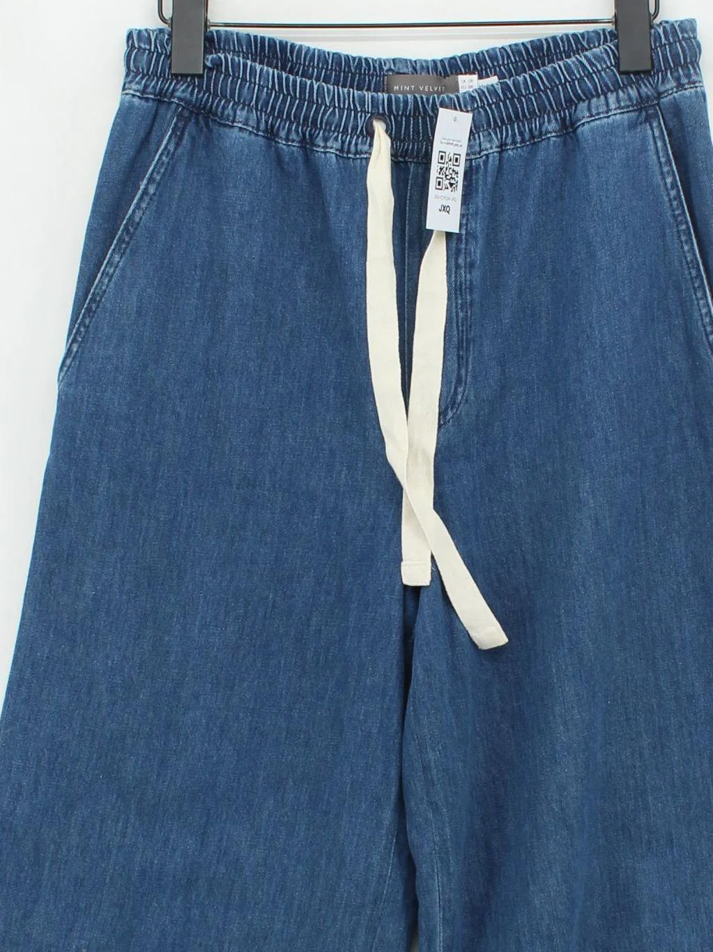 Mint Velvet Women's Trousers UK 10 Blue 100% Cotton Wide-Leg Sweatpants - Image 3