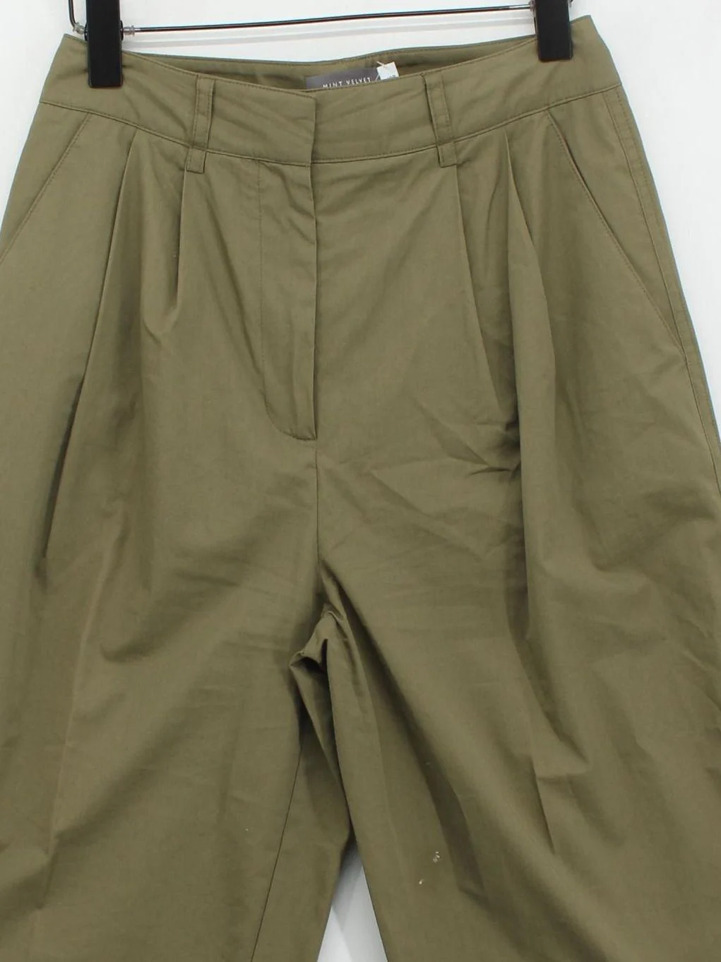 Mint Velvet Women's Trousers UK 10 Green 100% Cotton Wide-Leg Chino - Image 3